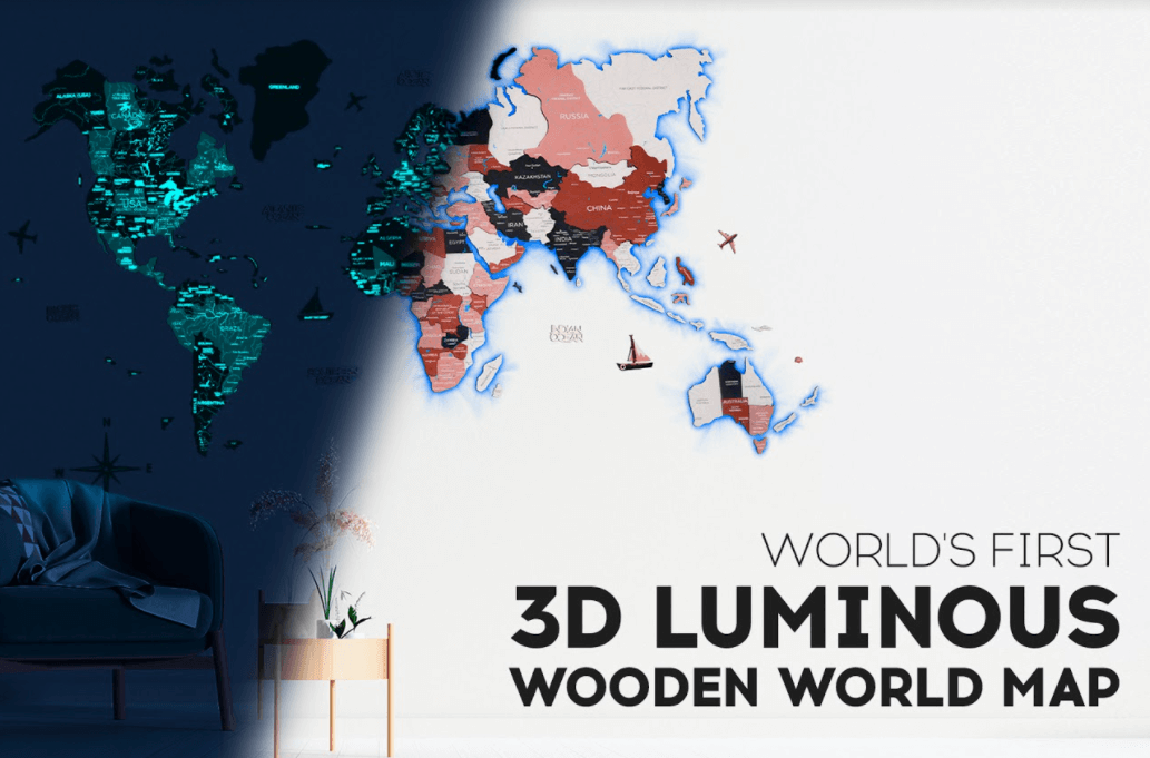 Kickstarter 2021 — a dazzling success of our new 3D Wooden World Maps!