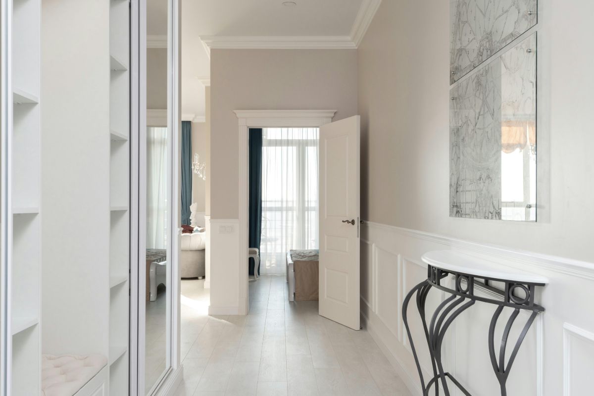 Corridor of a modern apartment with a wardrobe