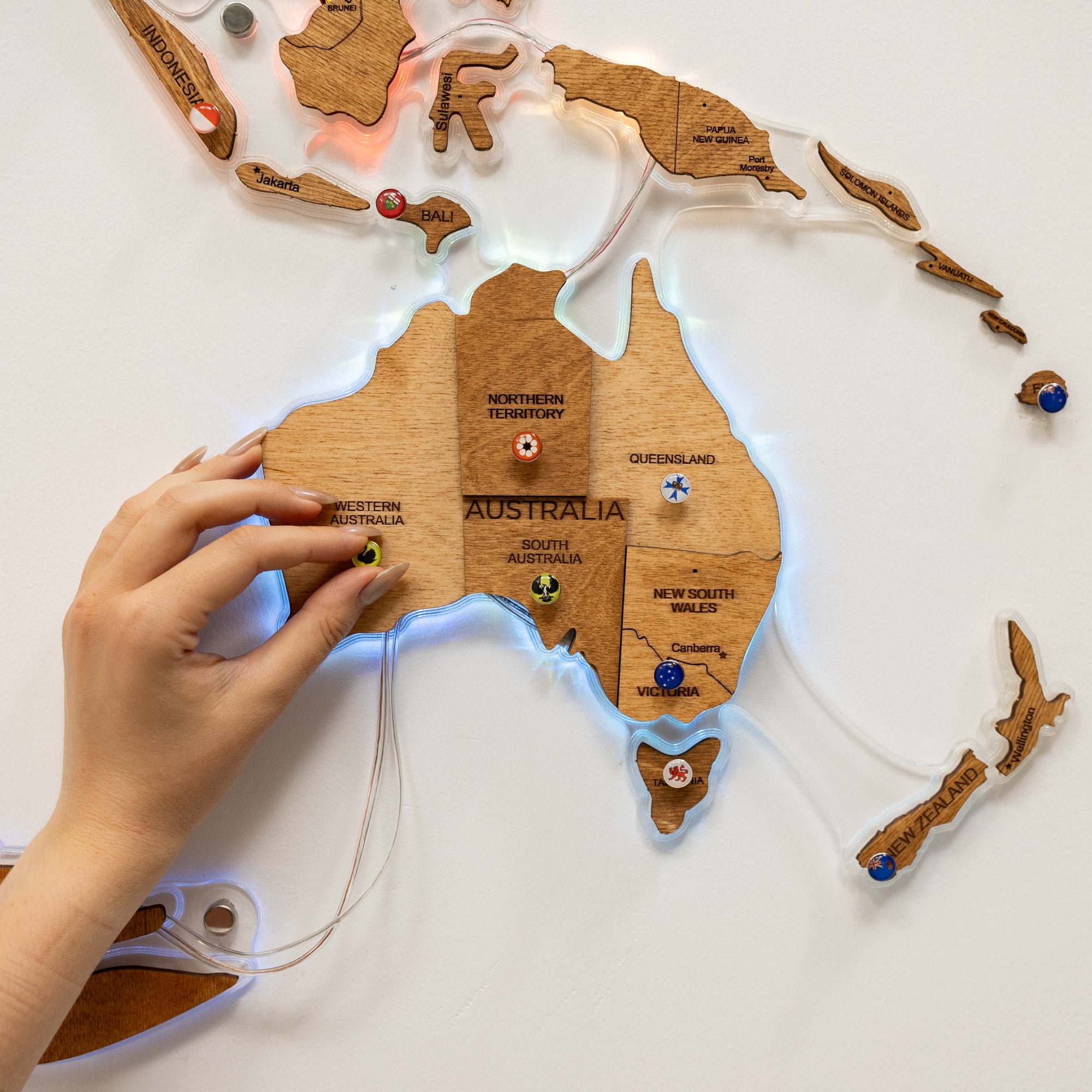 wooden world map wall art piece