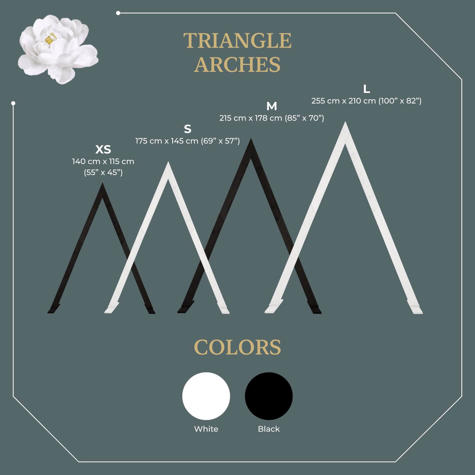 Triangle wedding arches in black and white color options