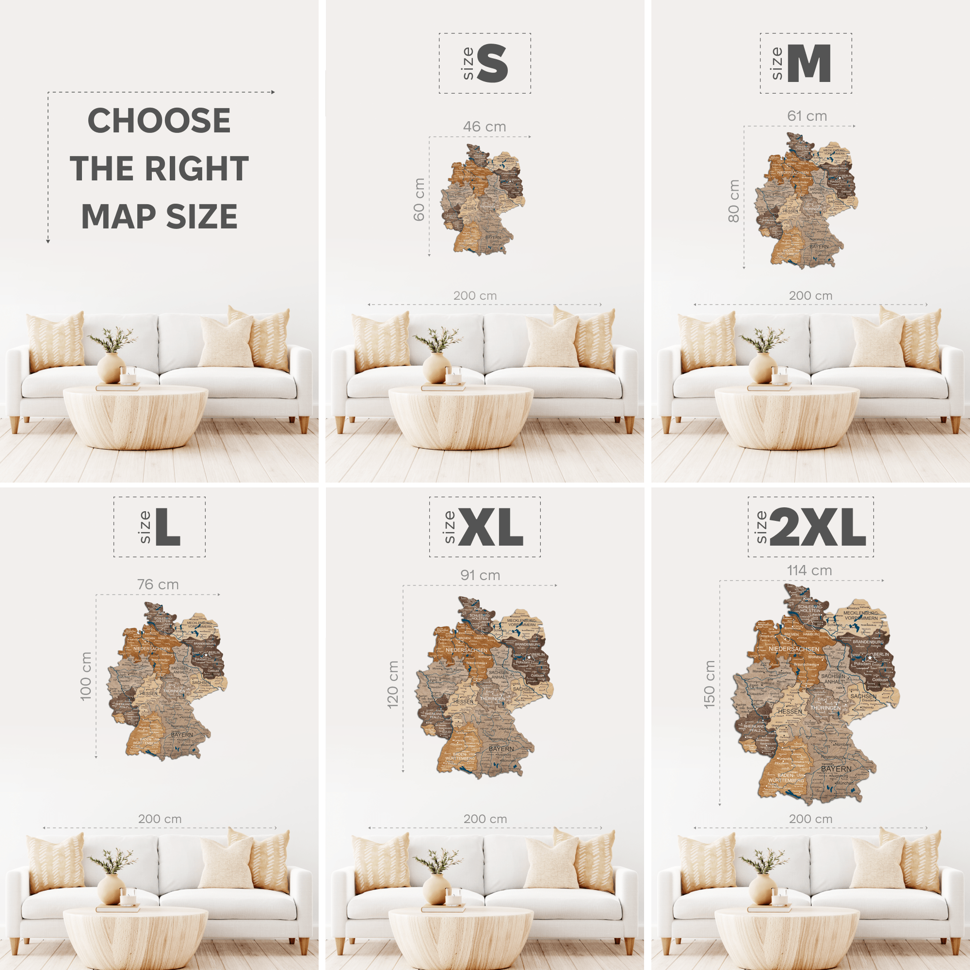 3D Germany Wooden Map Multicolor size