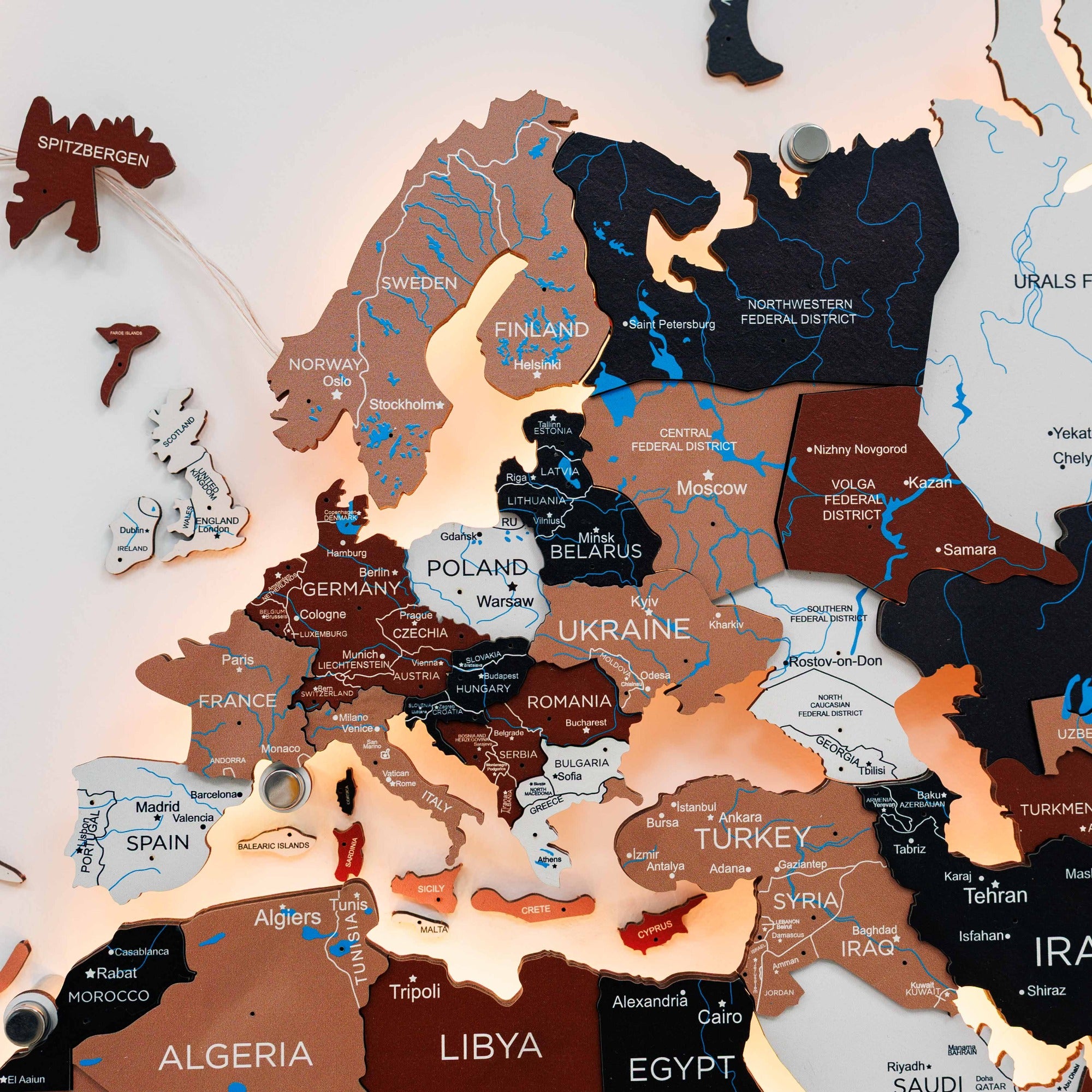 Wooden map puzzle of Europe with countries labeled