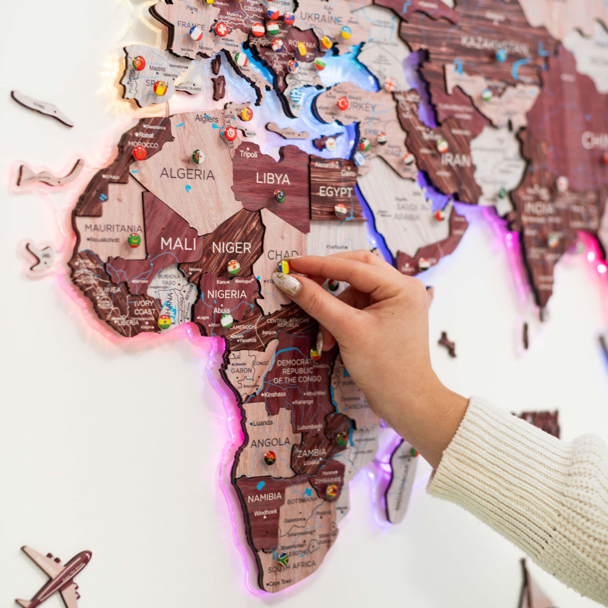push pin world map for wall