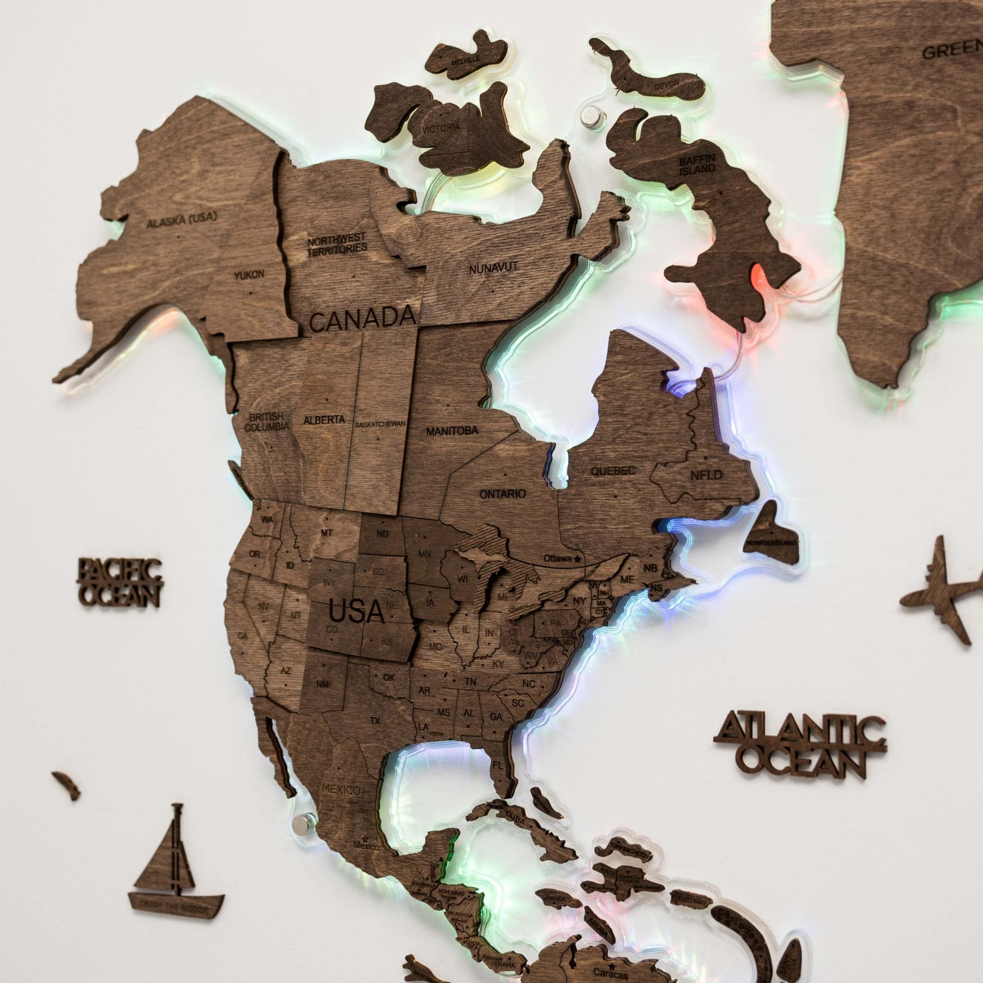 america map in world map