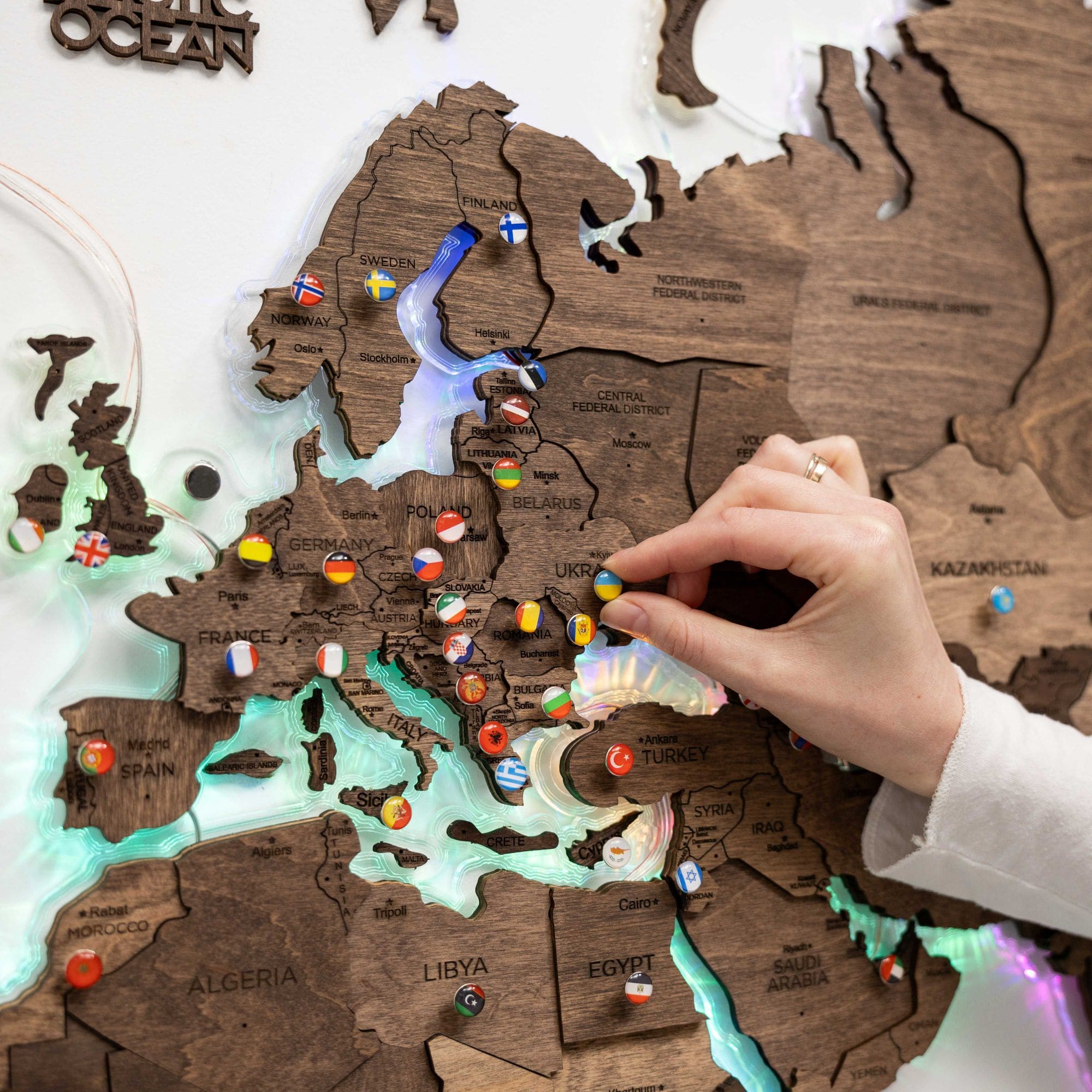 push pin map of europe