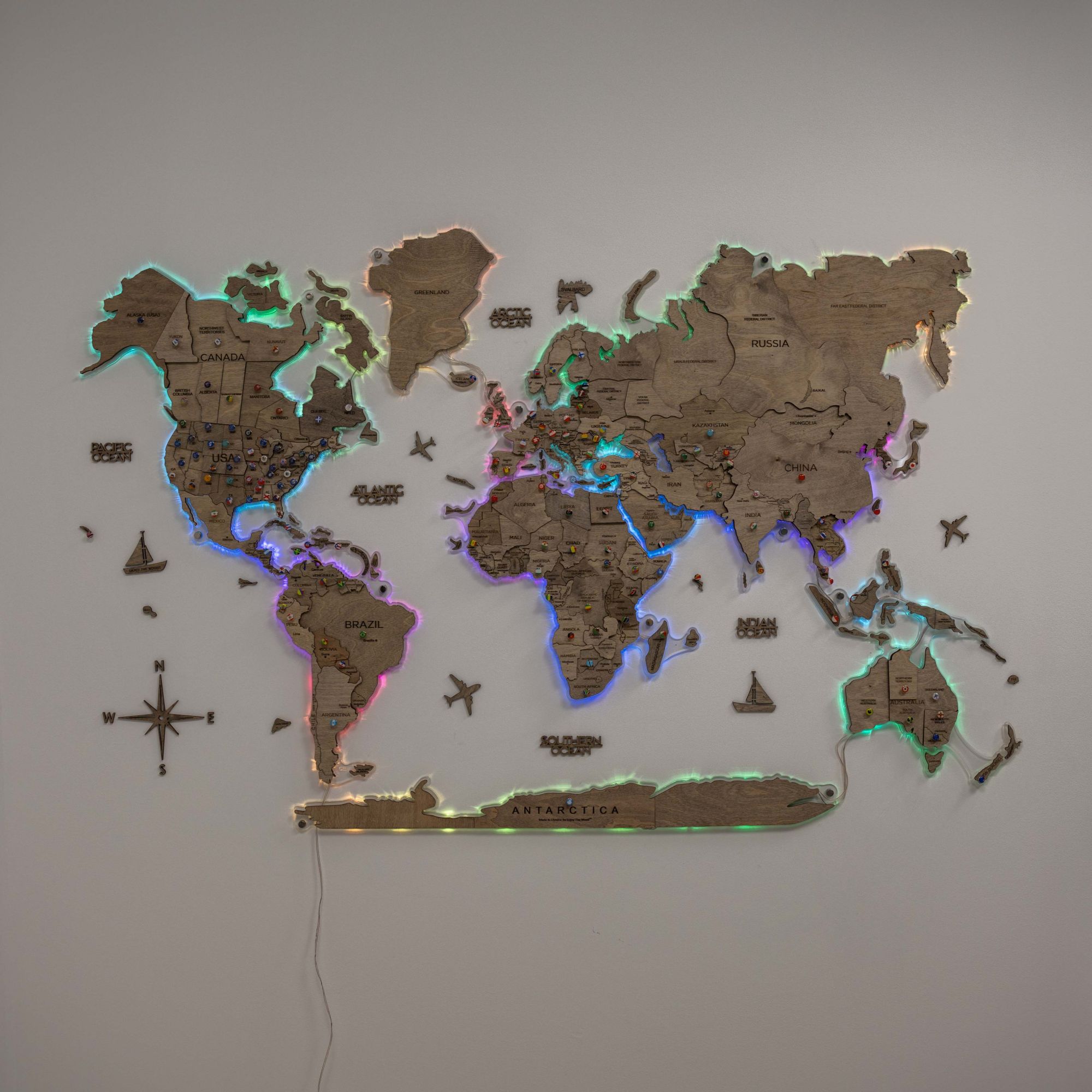 lighted world map