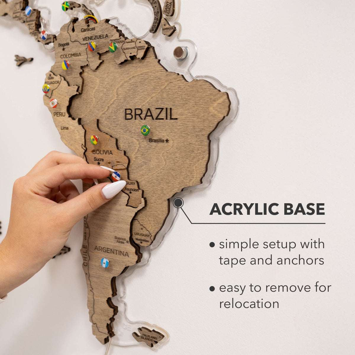 3D LED Wooden World Map 2.0 Terra info