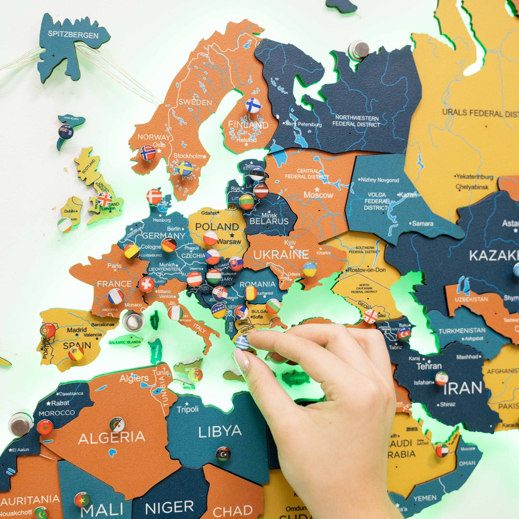 led world map wall art