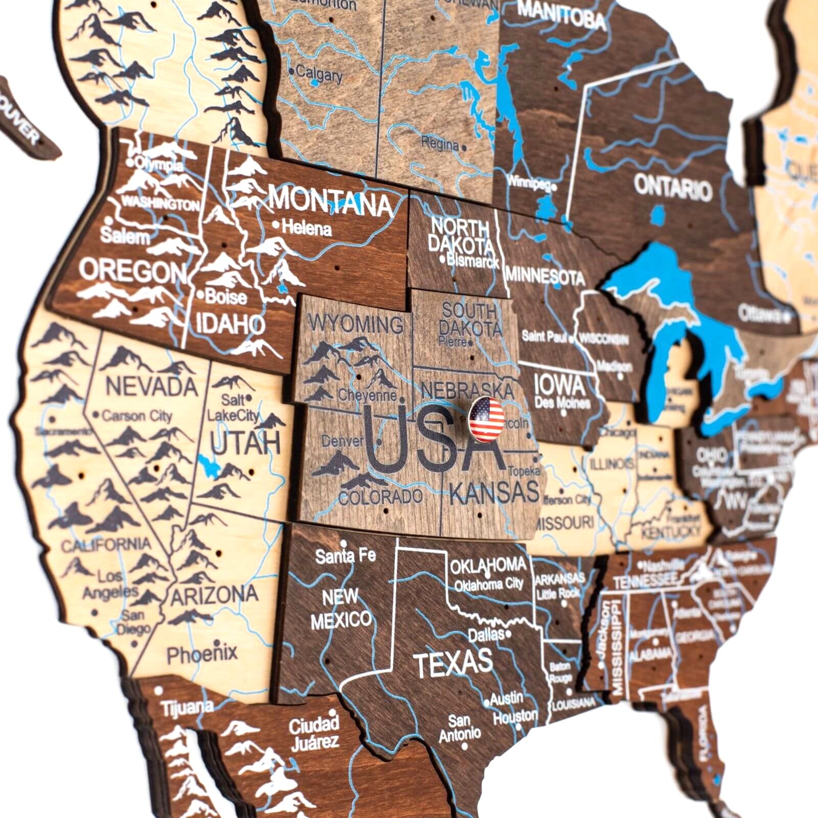 wooden map of the world