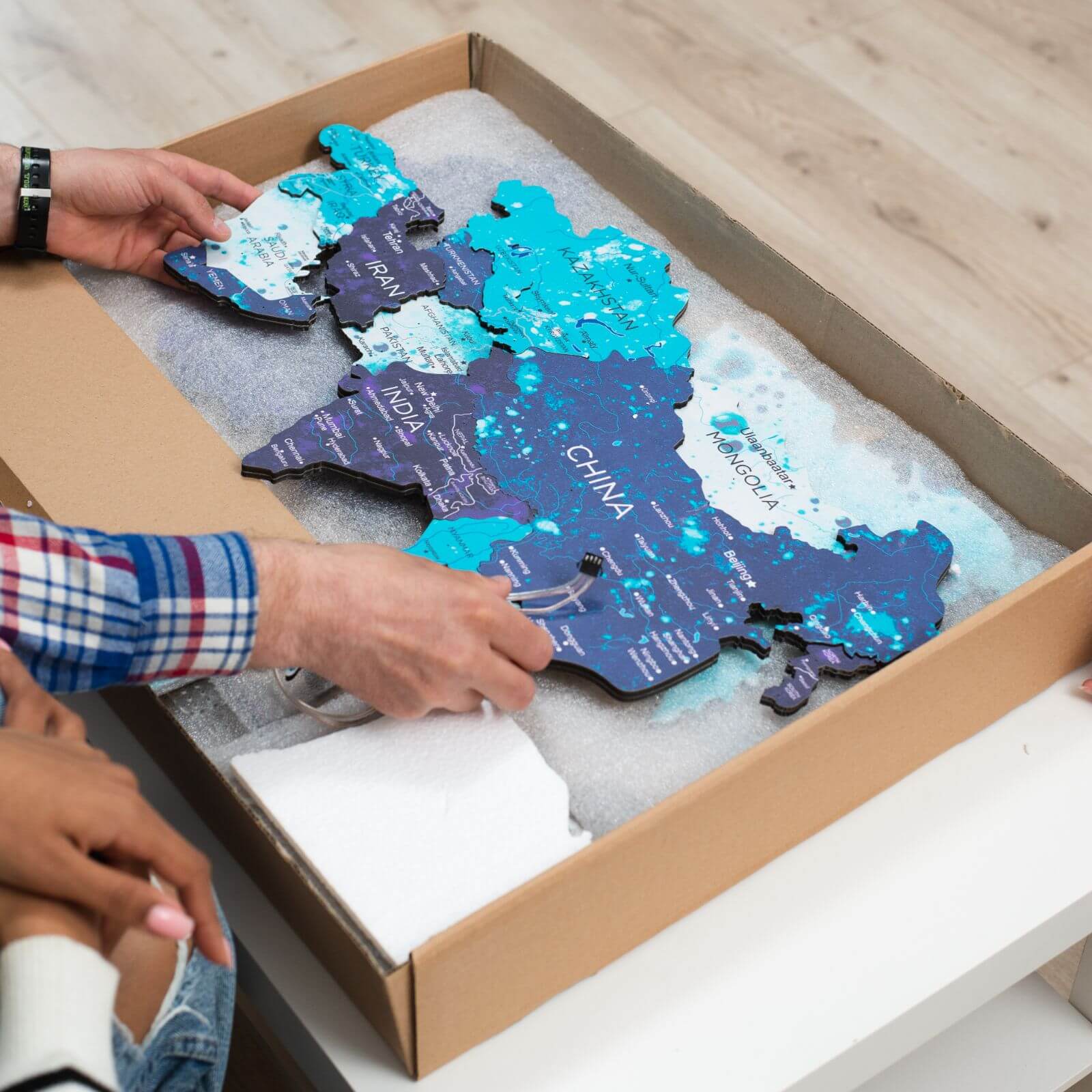 3D LED / LUMINOUS Wooden World Map 3.0 Ocean part