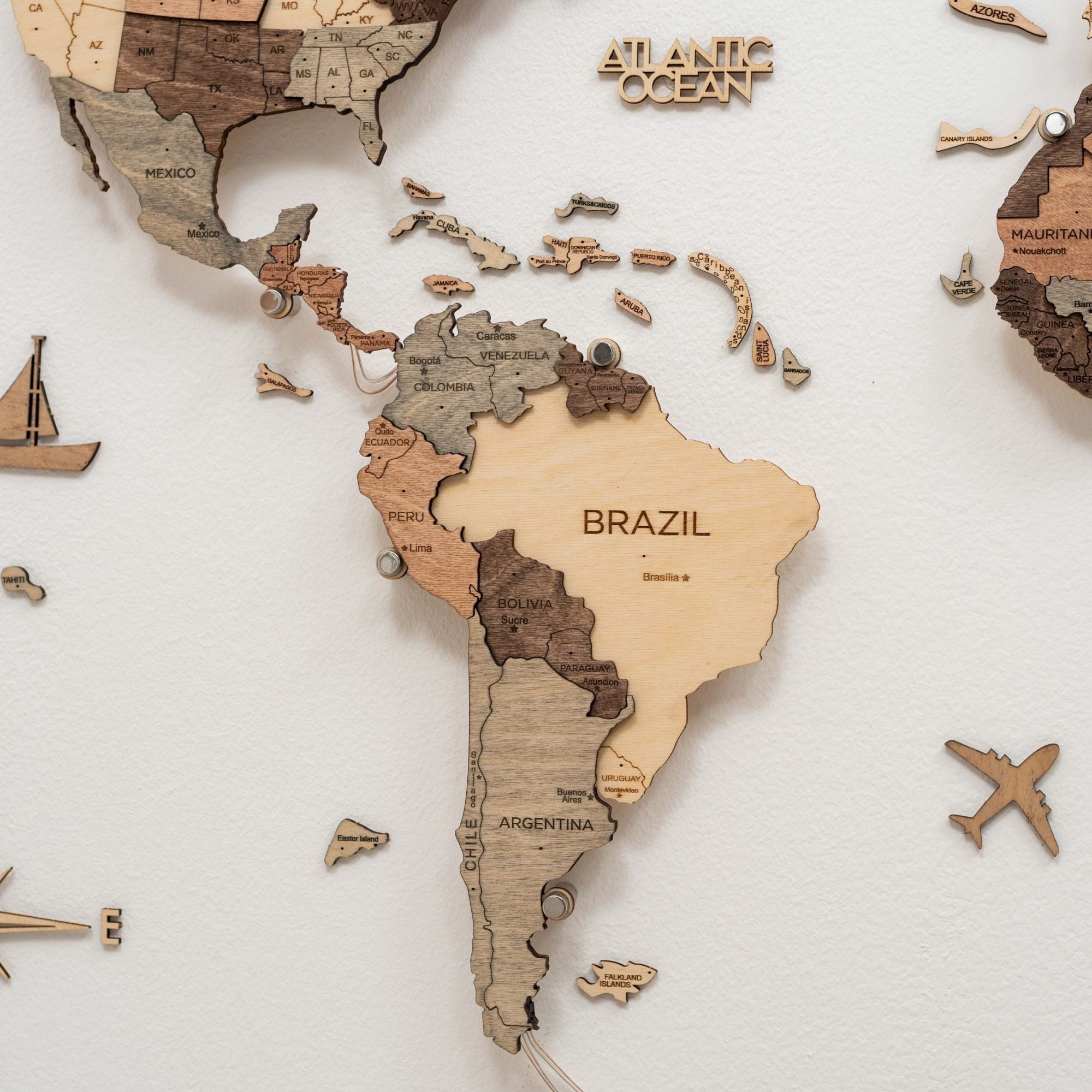 wooden map for wall