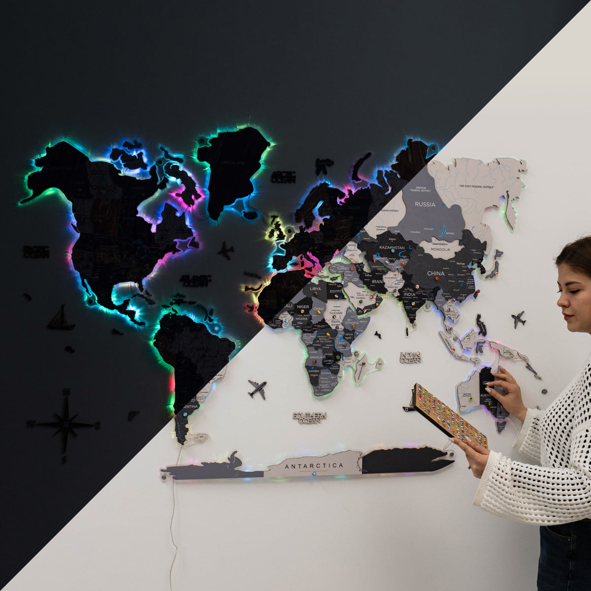 illuminated world map