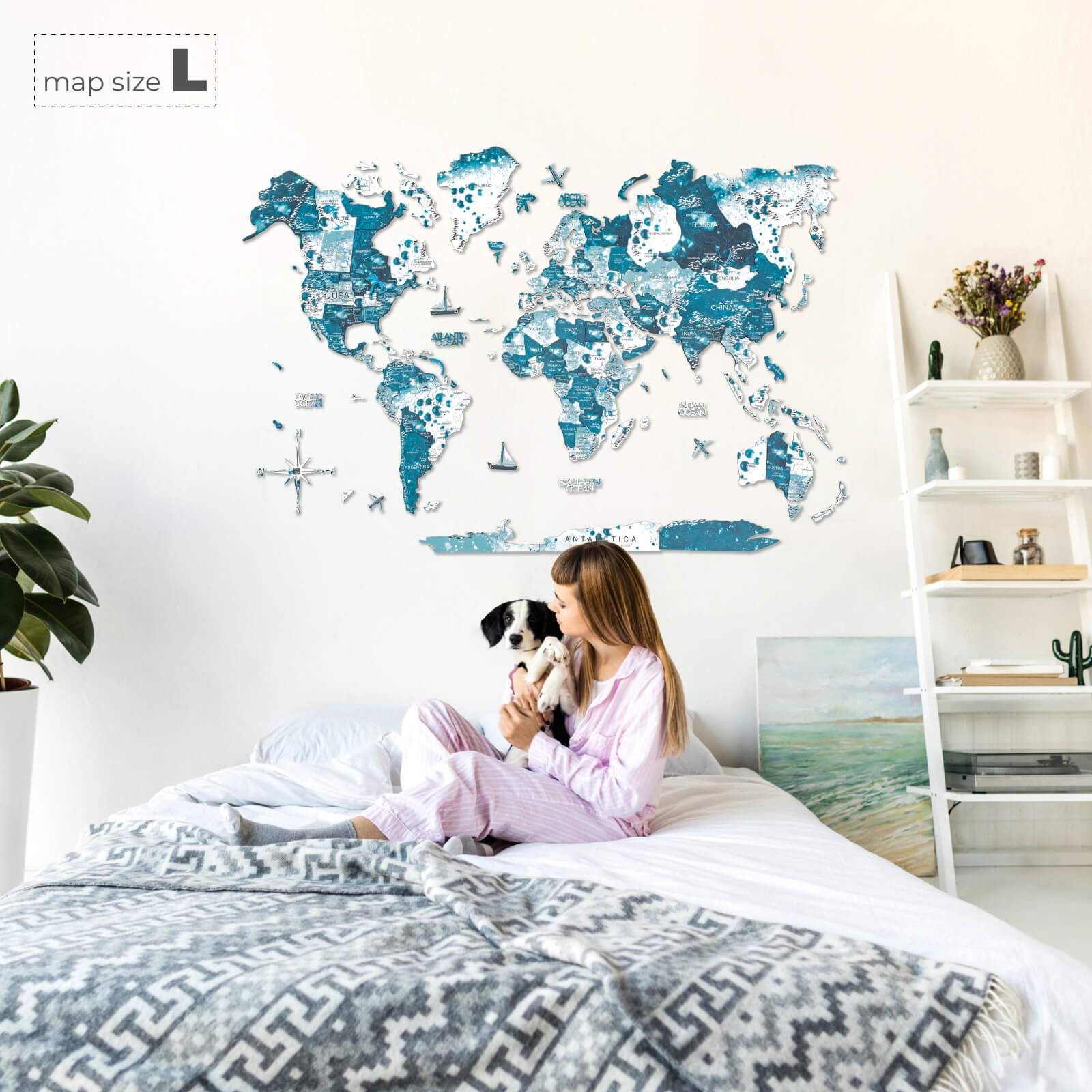 blue wall decor for bedroom