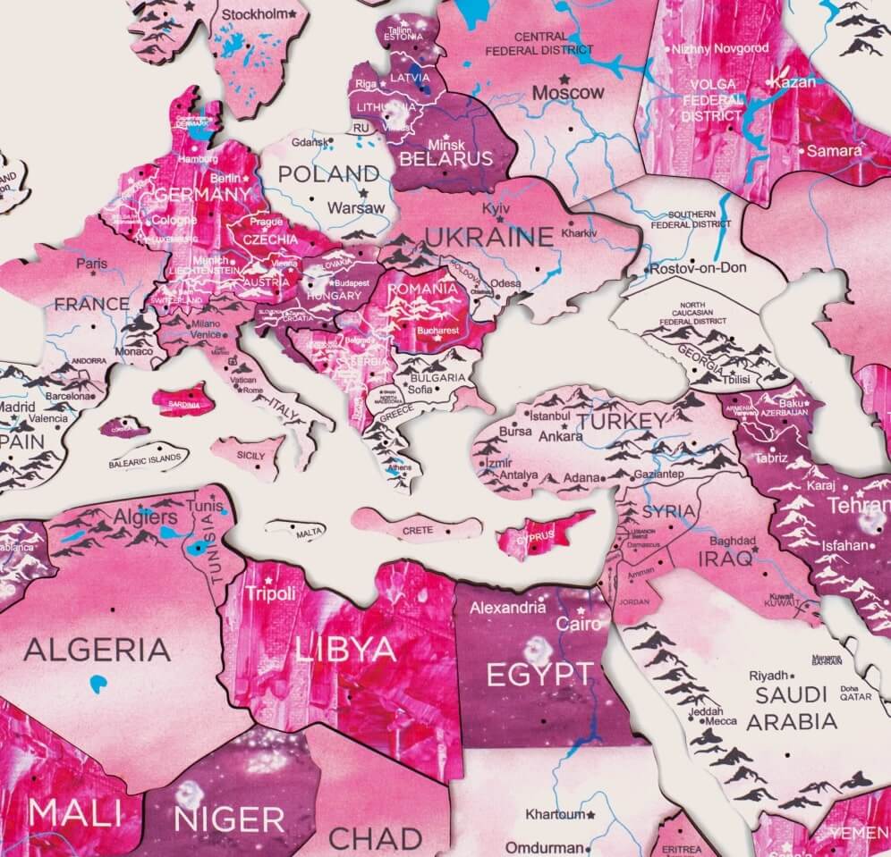 pink world map