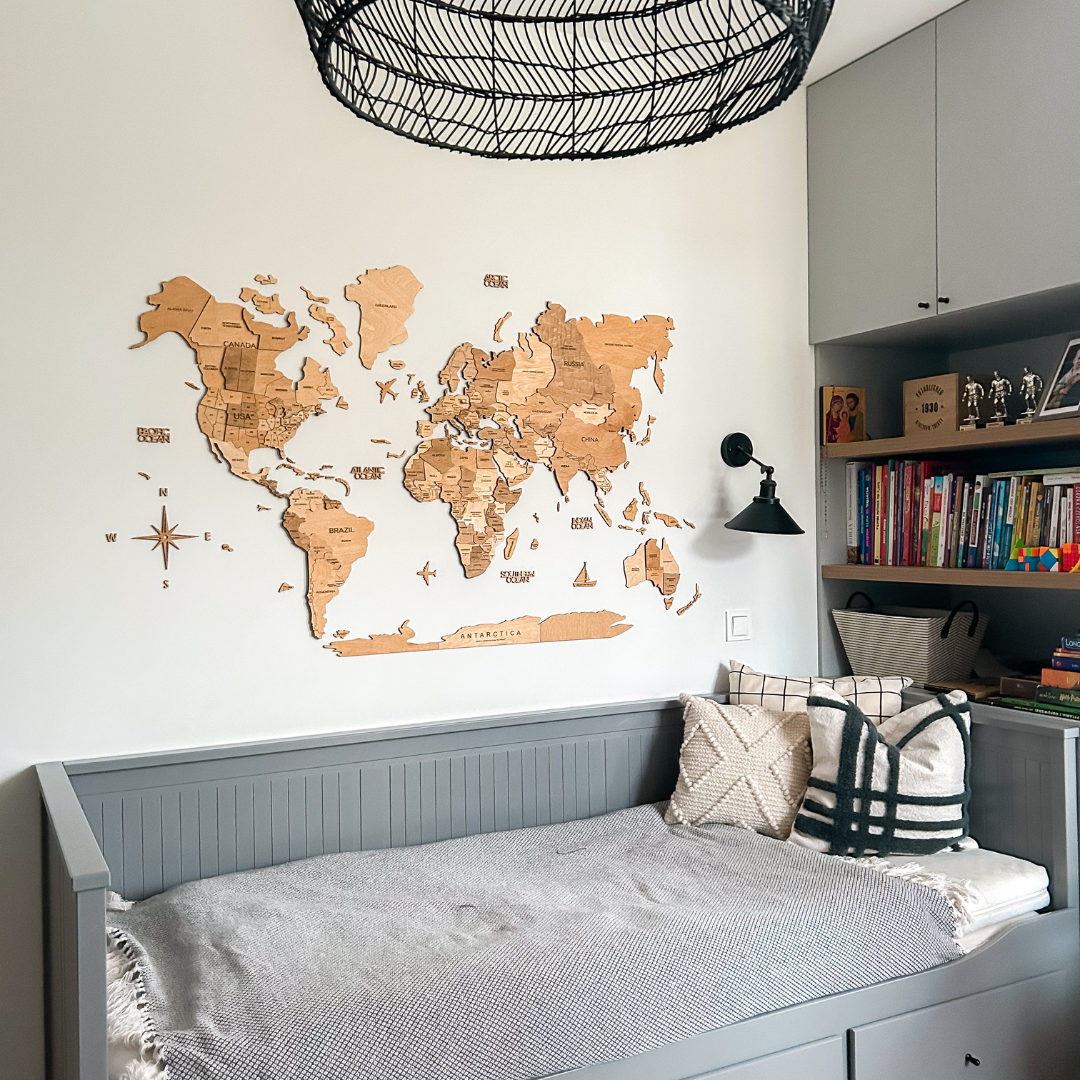 map of world in bedroom