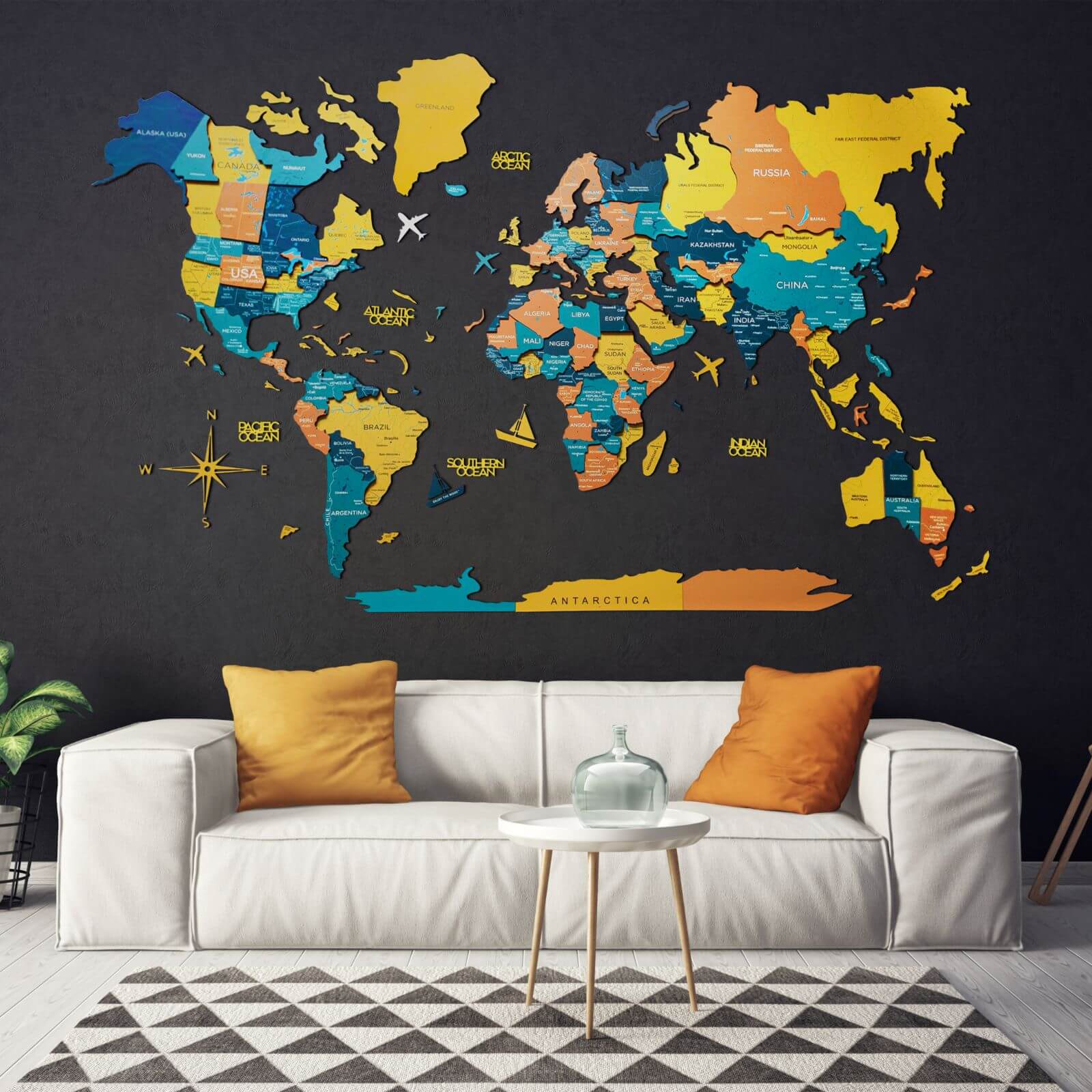 black wall decor for living room