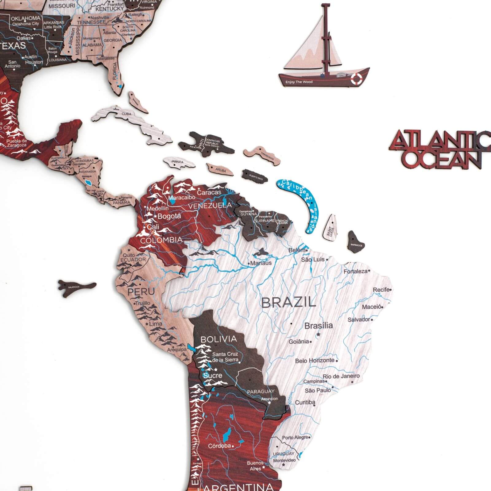 world map with brazil