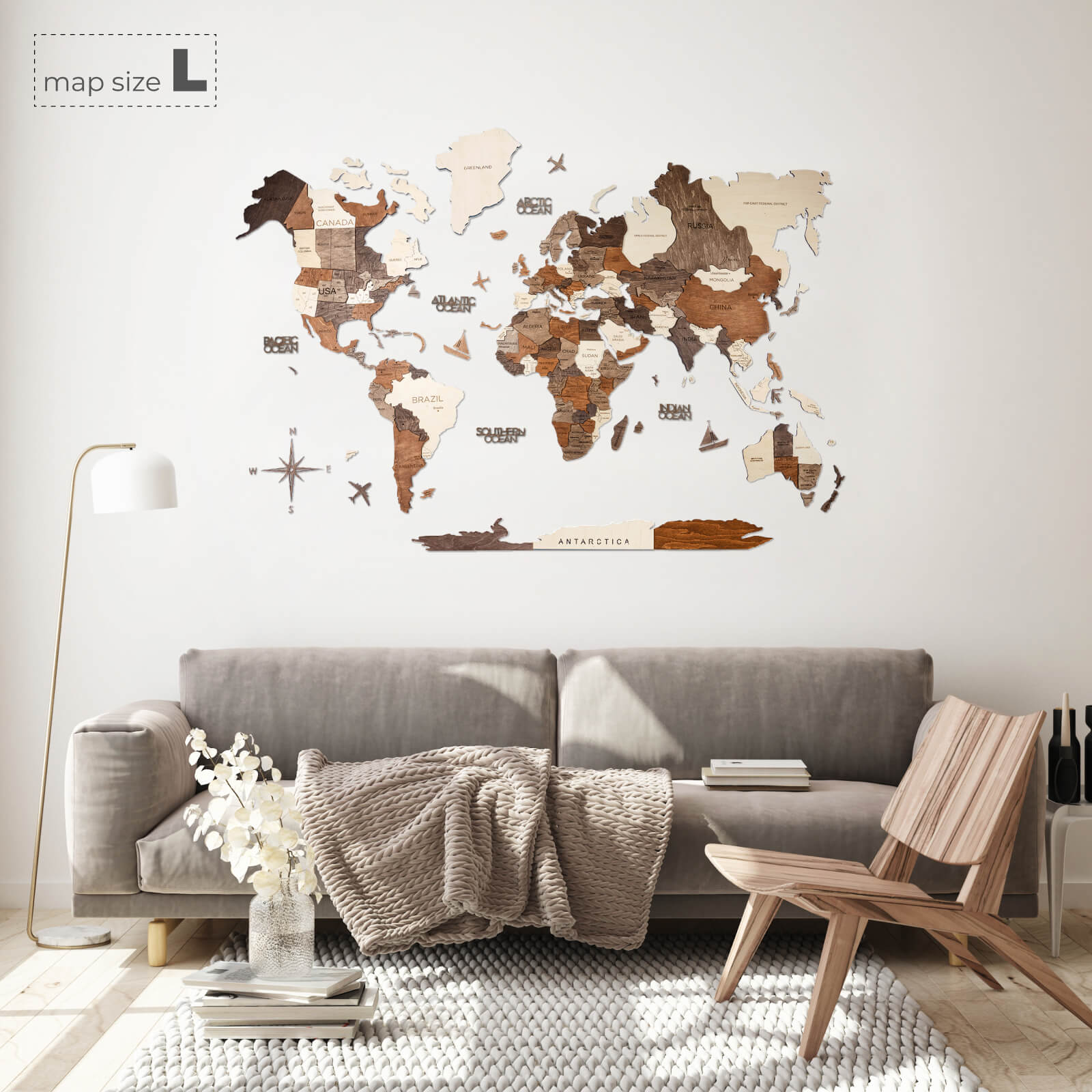 3d world map multicolor