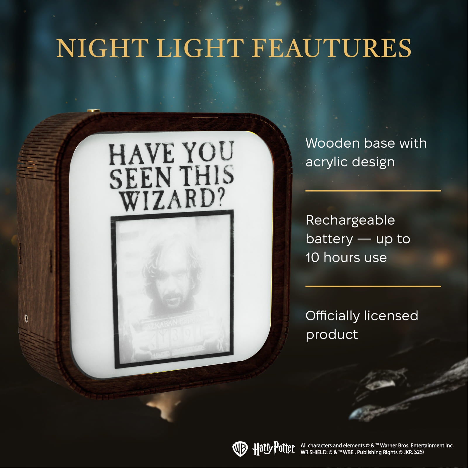 Wooden Acrylic Harry Potter Night Light - Azkaban Prisoner by Enjoy The Wood