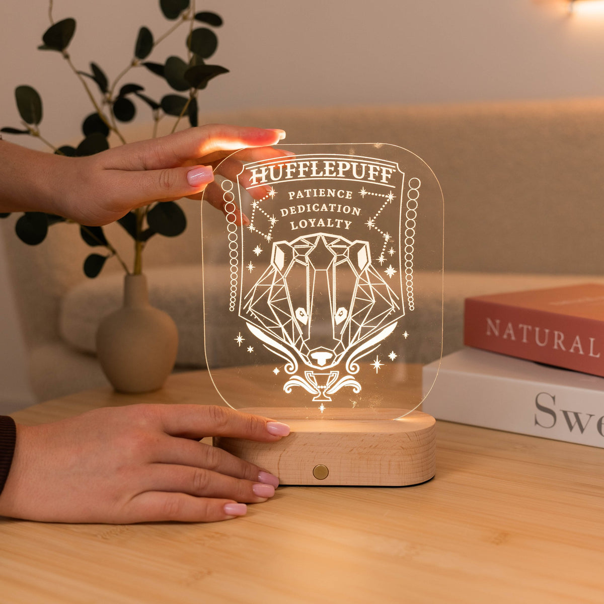 Acrylic Harry Potter Night Light - Badger of Hufflepuff by Enjoy The Wood