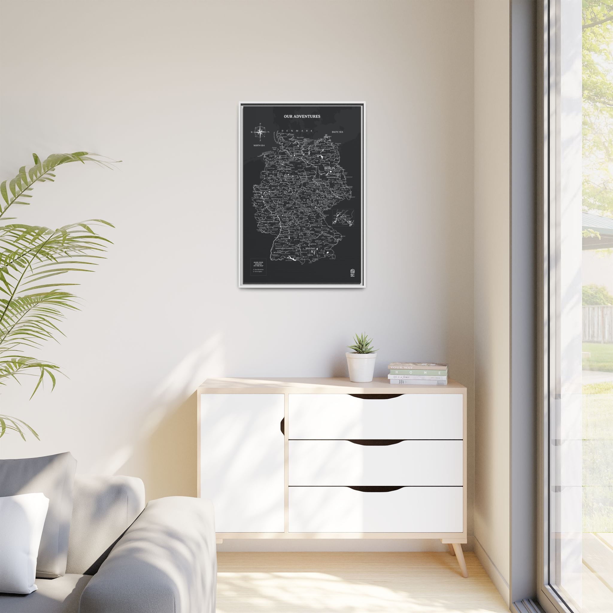 Wooden Canvas Germany Map - Black