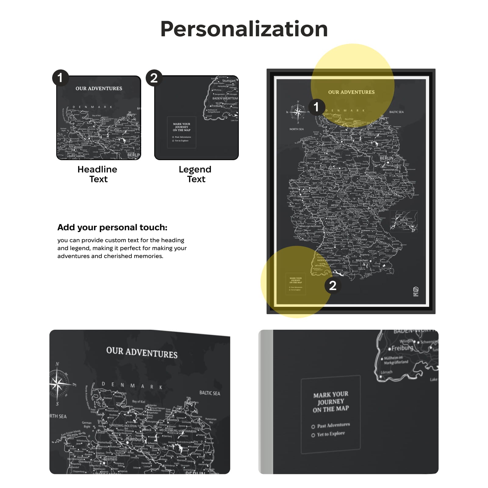 Wooden Canvas Germany Map - Black by Enjoy The Wood