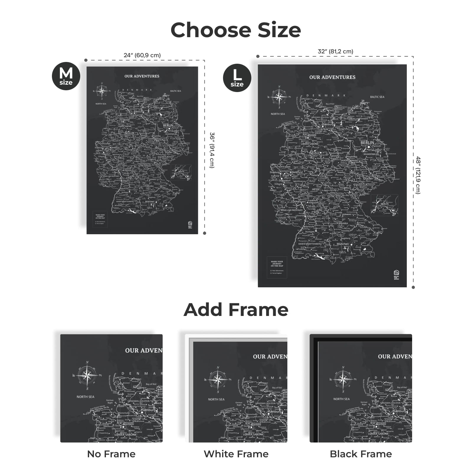 Wooden Canvas Germany Map - Black by Enjoy The Wood