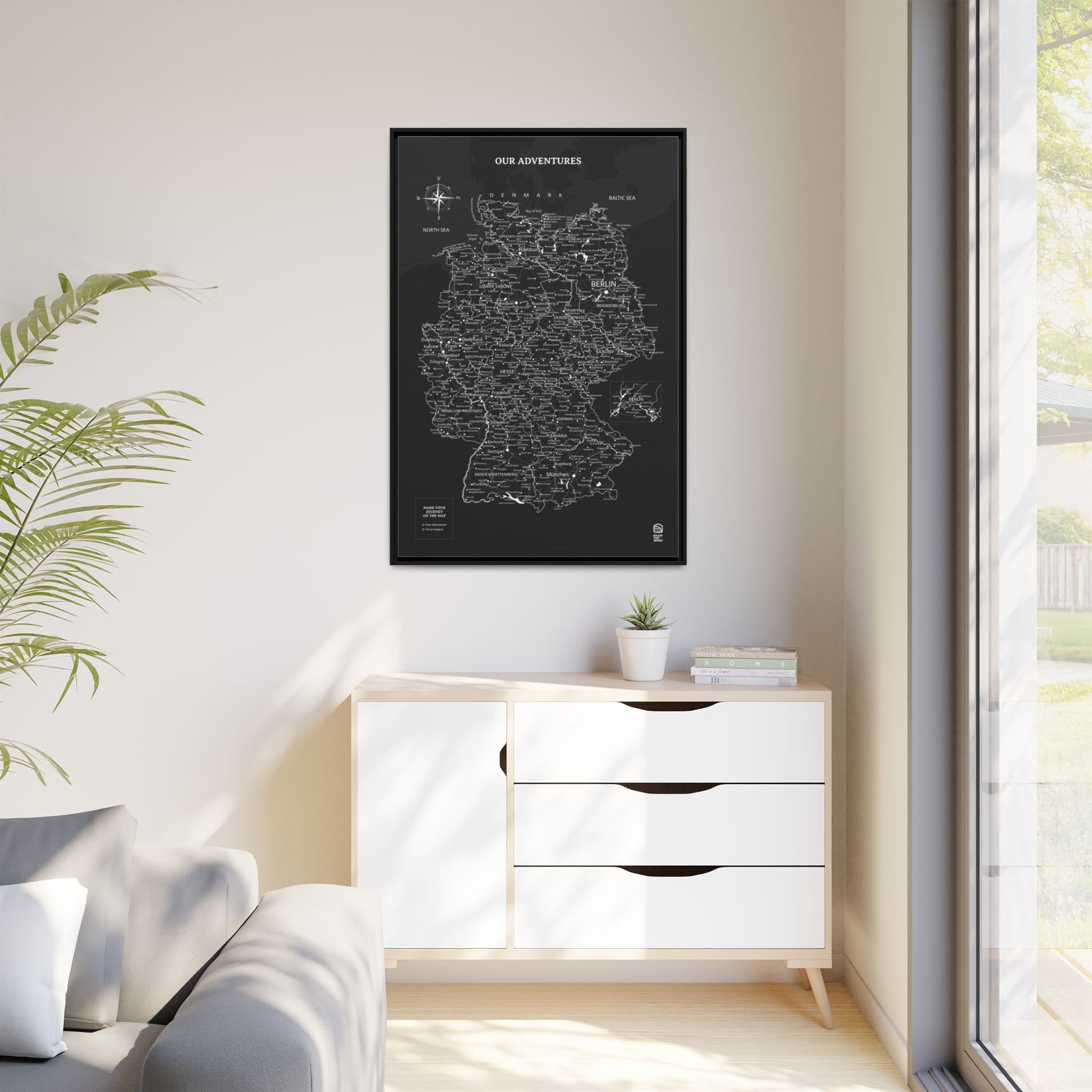 Wooden Canvas Germany Map - Black by Enjoy The Wood