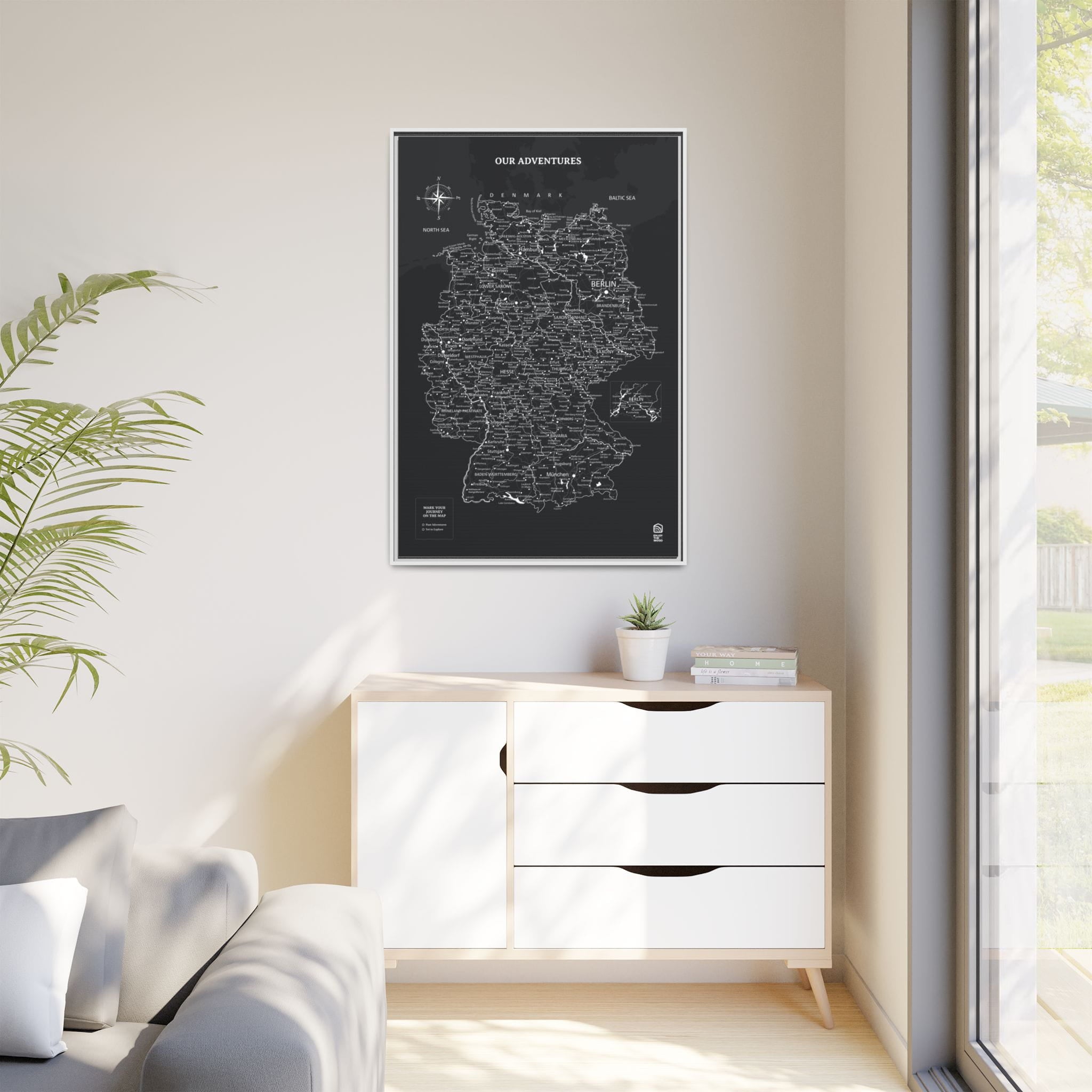 Wooden Canvas Germany Map - Black by Enjoy The Wood