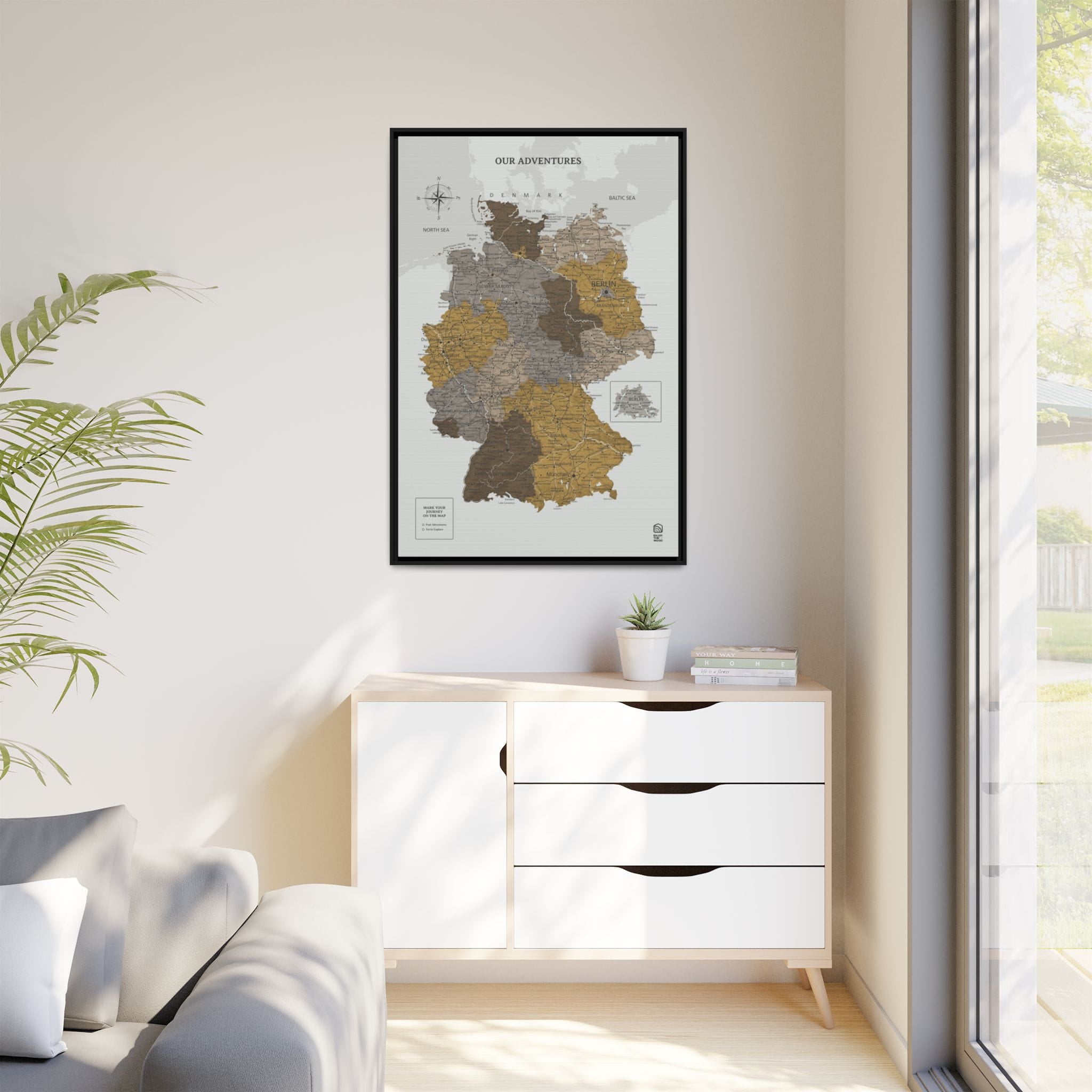Wooden Canvas Germany Map - Desert by Enjoy The Wood