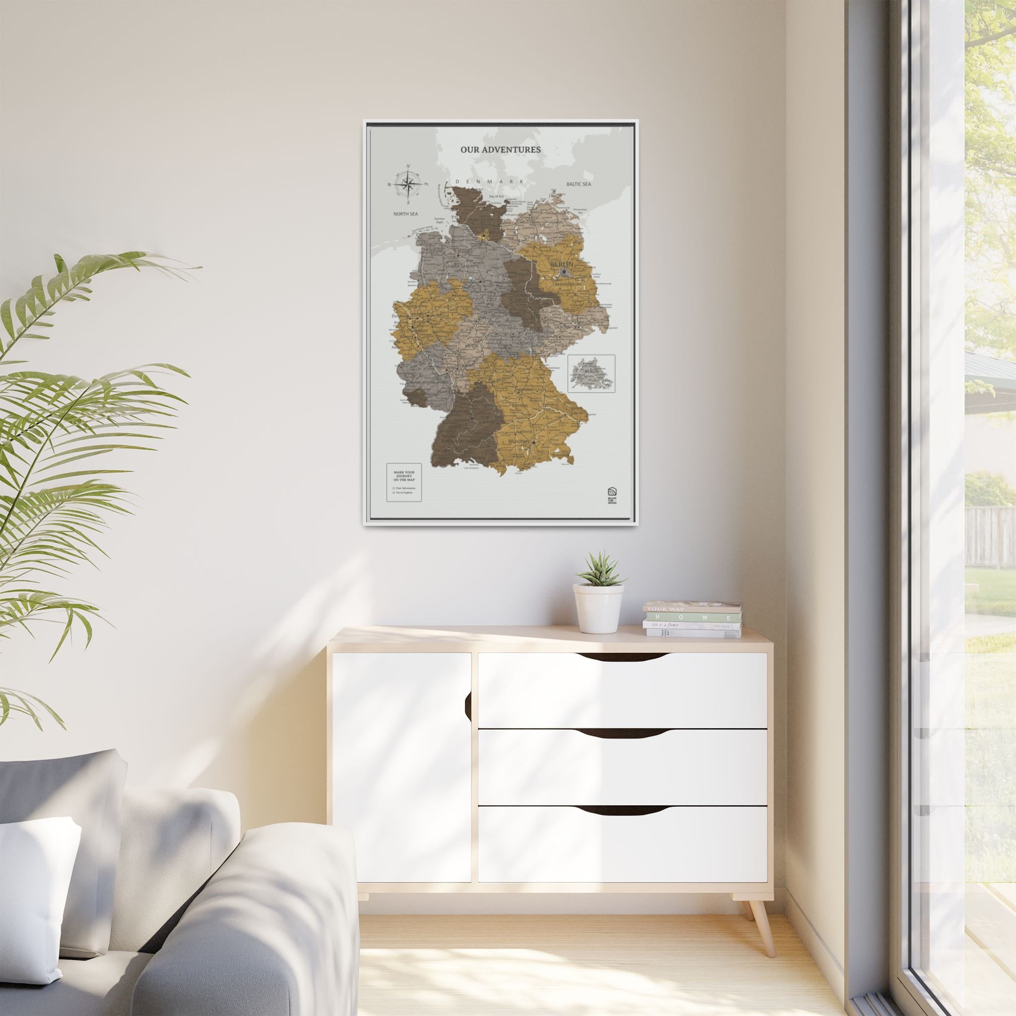 Wooden Canvas Germany Map - Desert by Enjoy The Wood