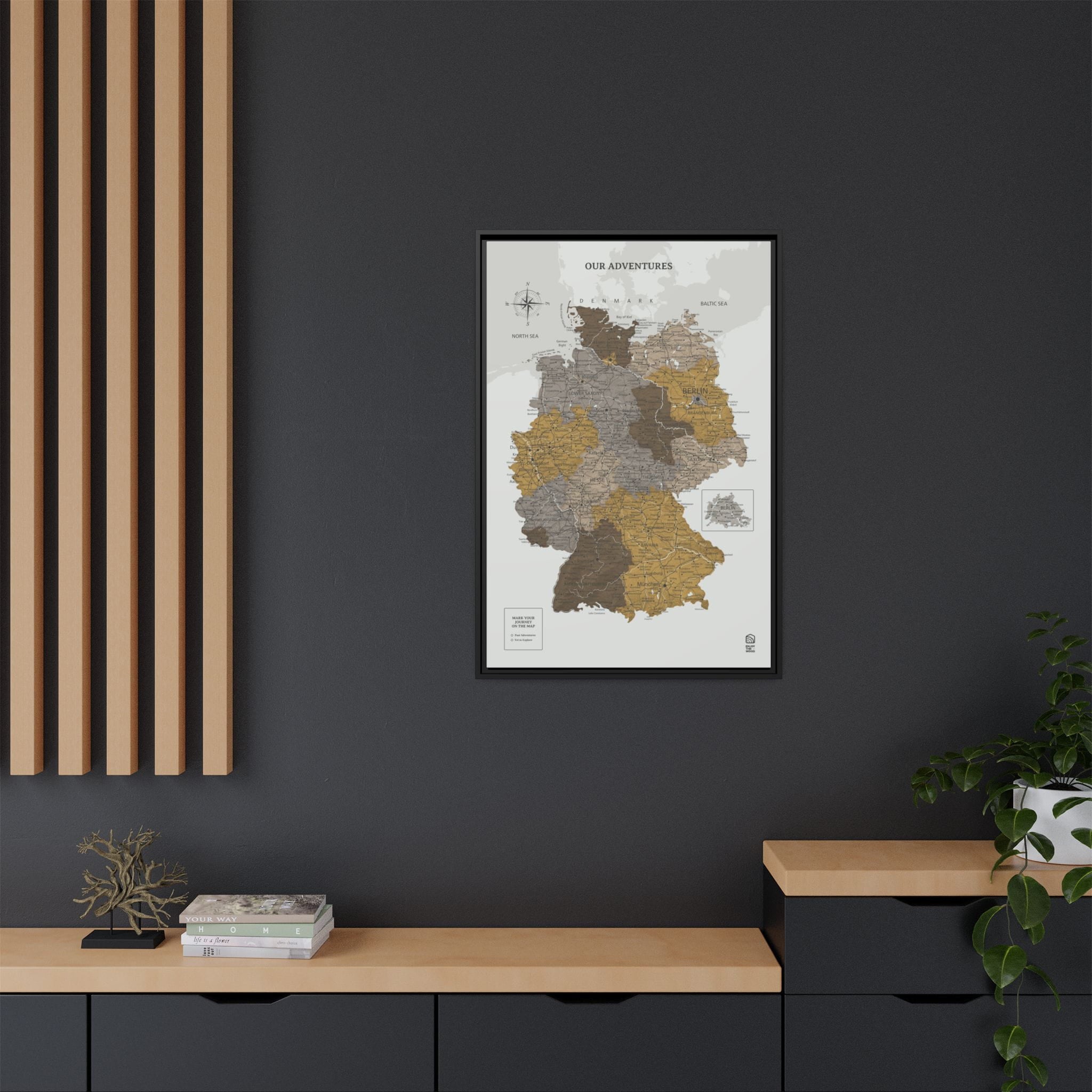 Wooden Canvas Germany Map - Desert by Enjoy The Wood