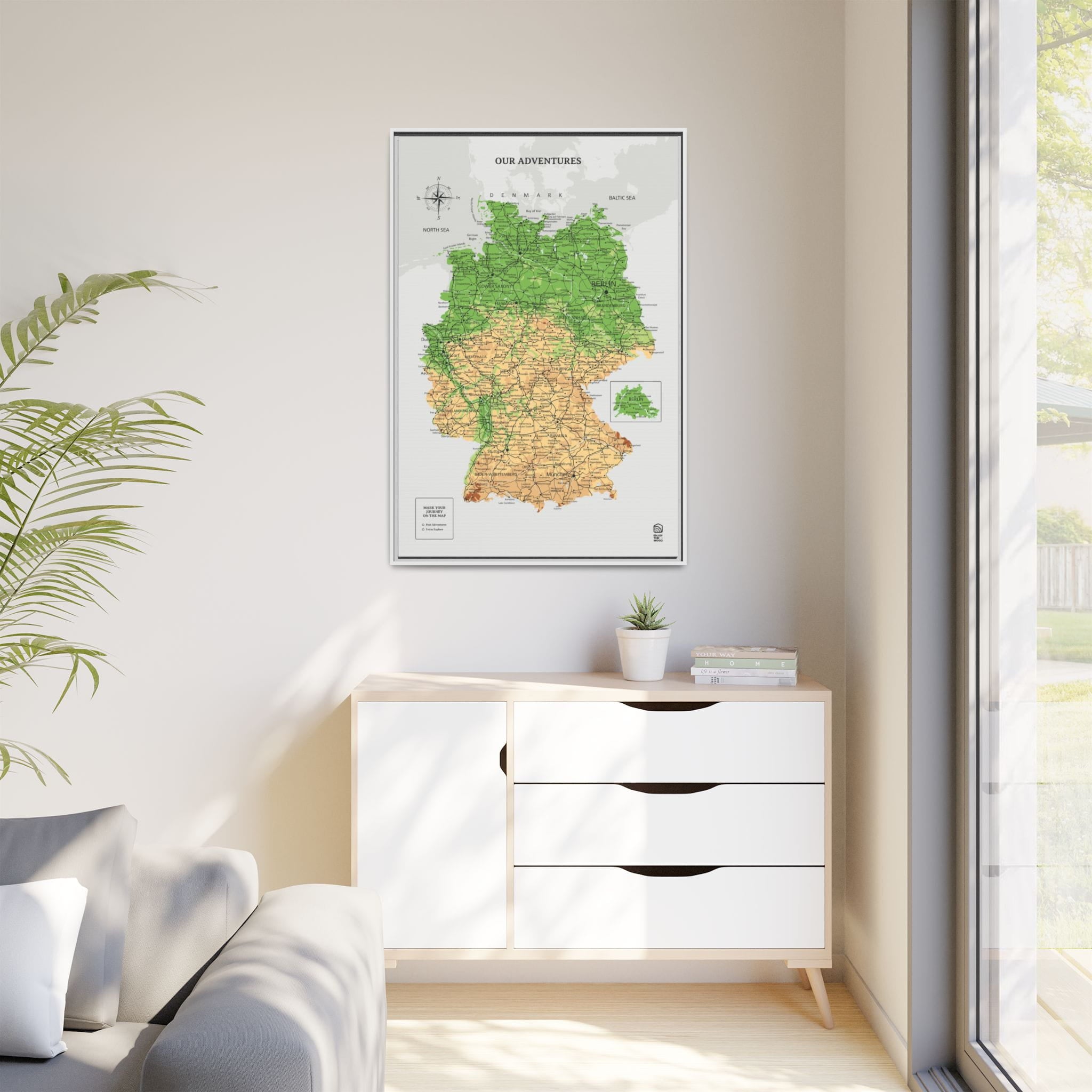 Wooden Canvas Germany Map - Physical by Enjoy The Wood