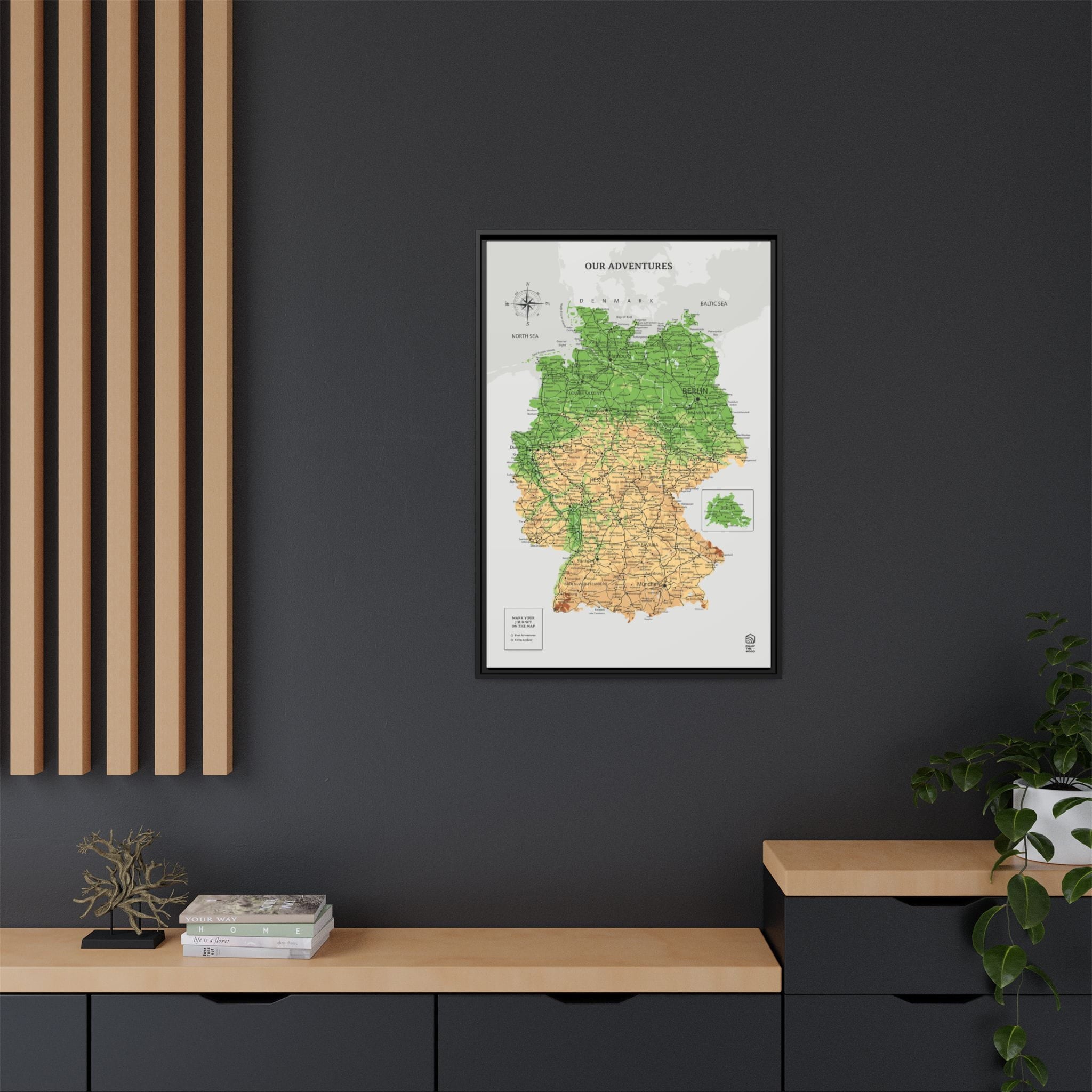 Wooden Canvas Germany Map - Physical by Enjoy The Wood