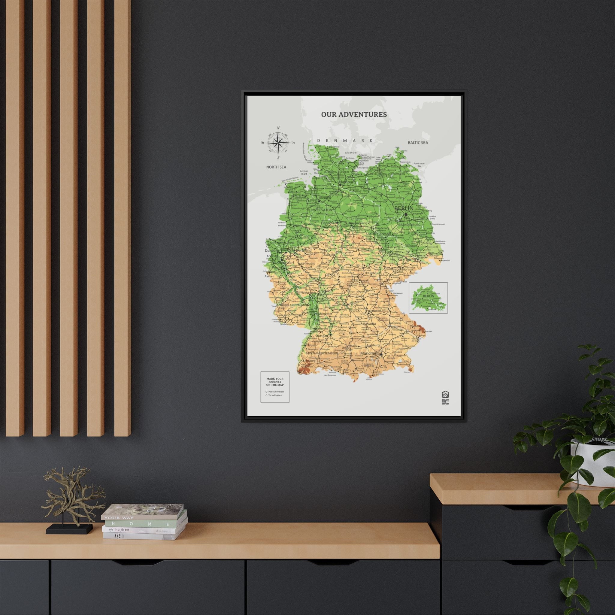 Wooden Canvas Germany Map - Physical by Enjoy The Wood