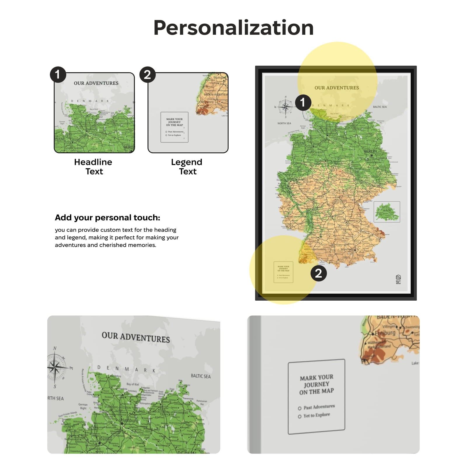 Wooden Canvas Germany Map - Physical by Enjoy The Wood