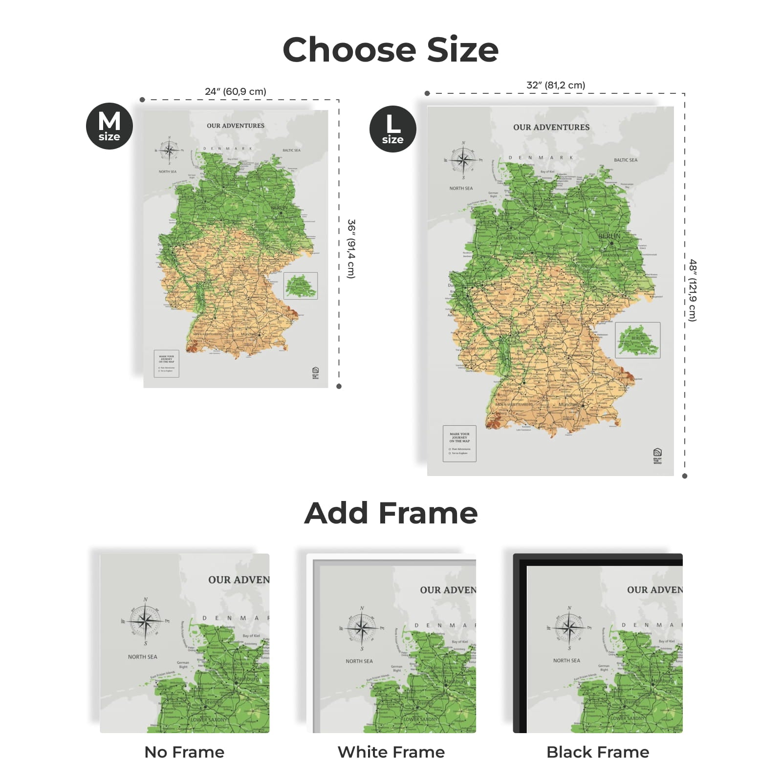 Wooden Canvas Germany Map - Physical by Enjoy The Wood