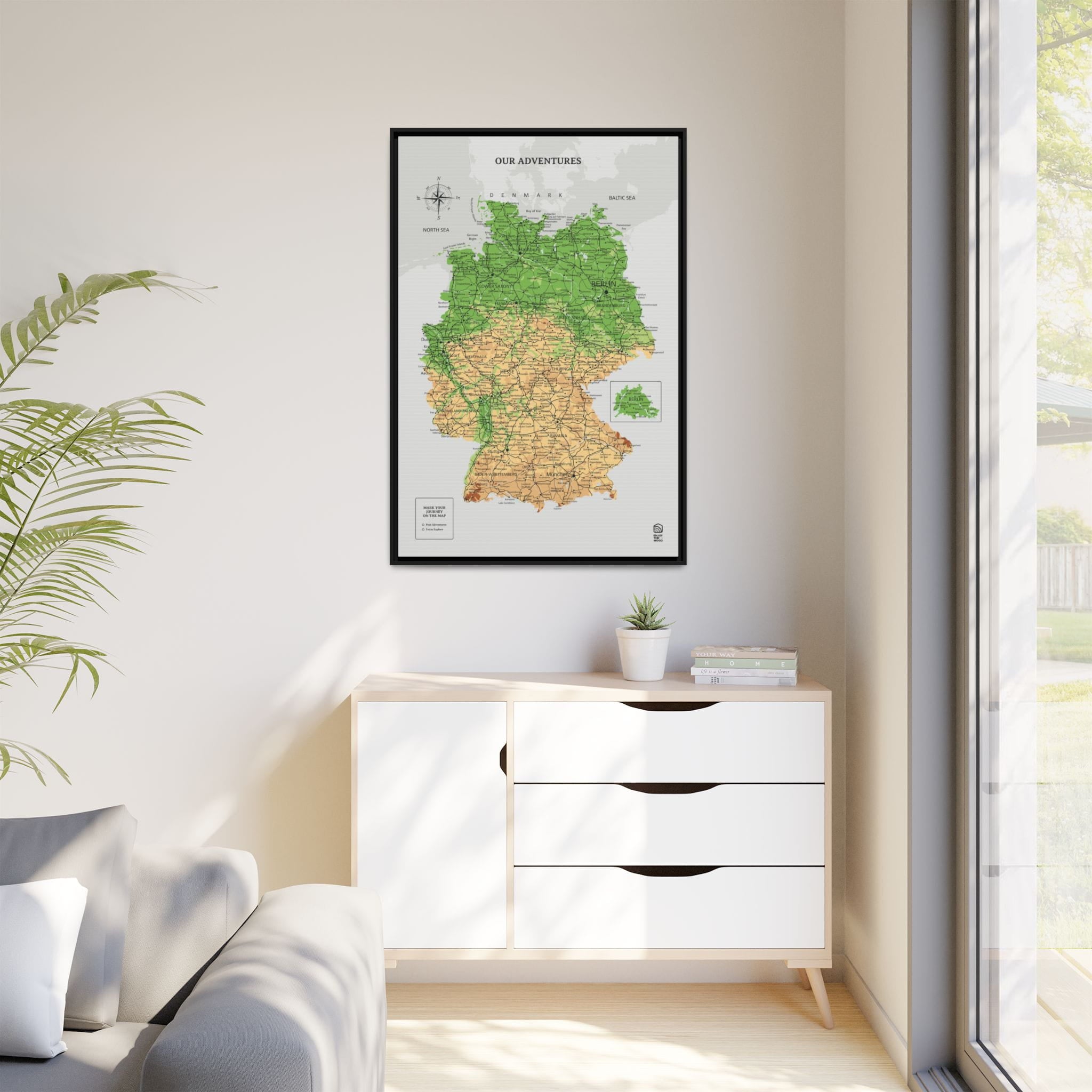 Wooden Canvas Germany Map - Physical by Enjoy The Wood
