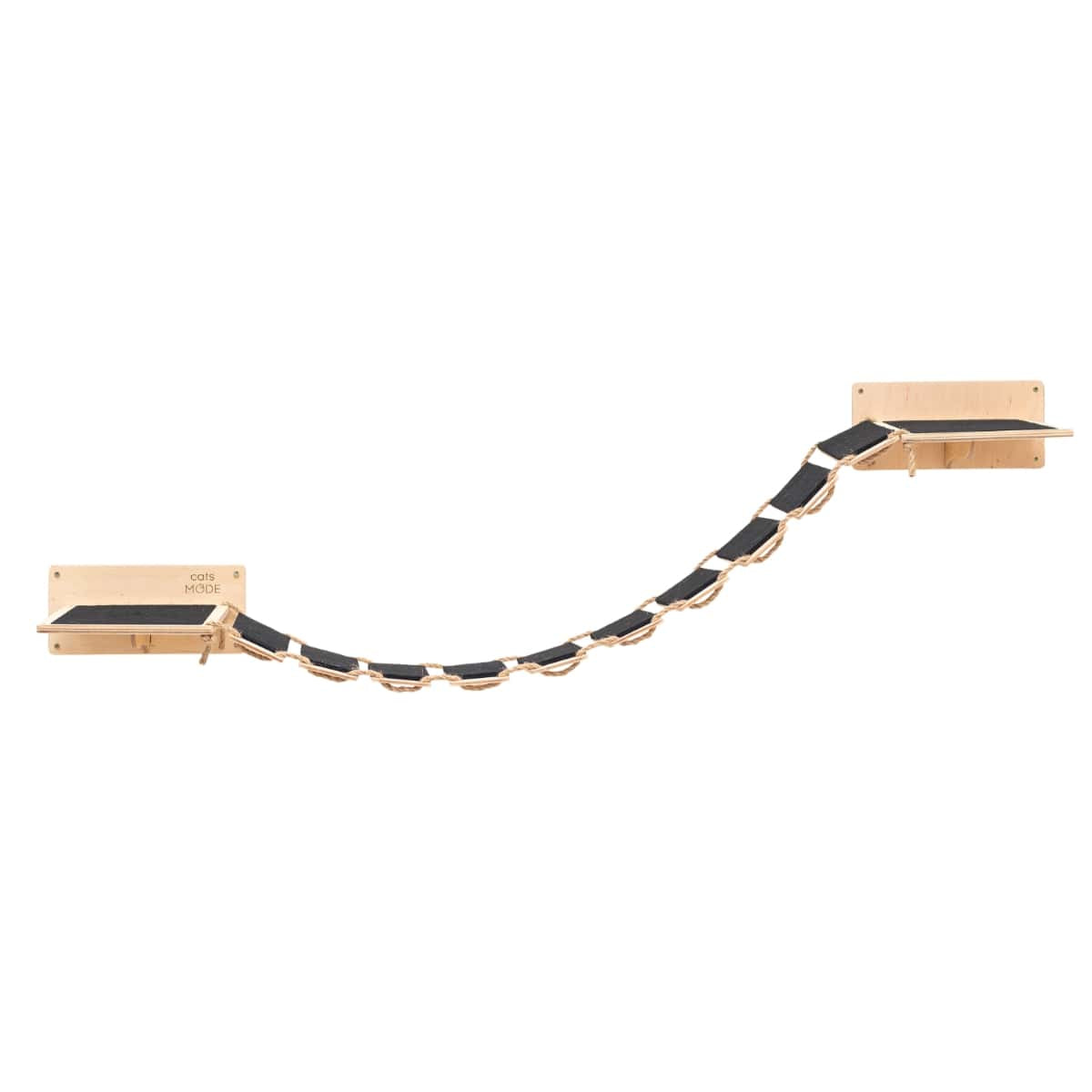 cat wall bridge made from wood covered with black felt