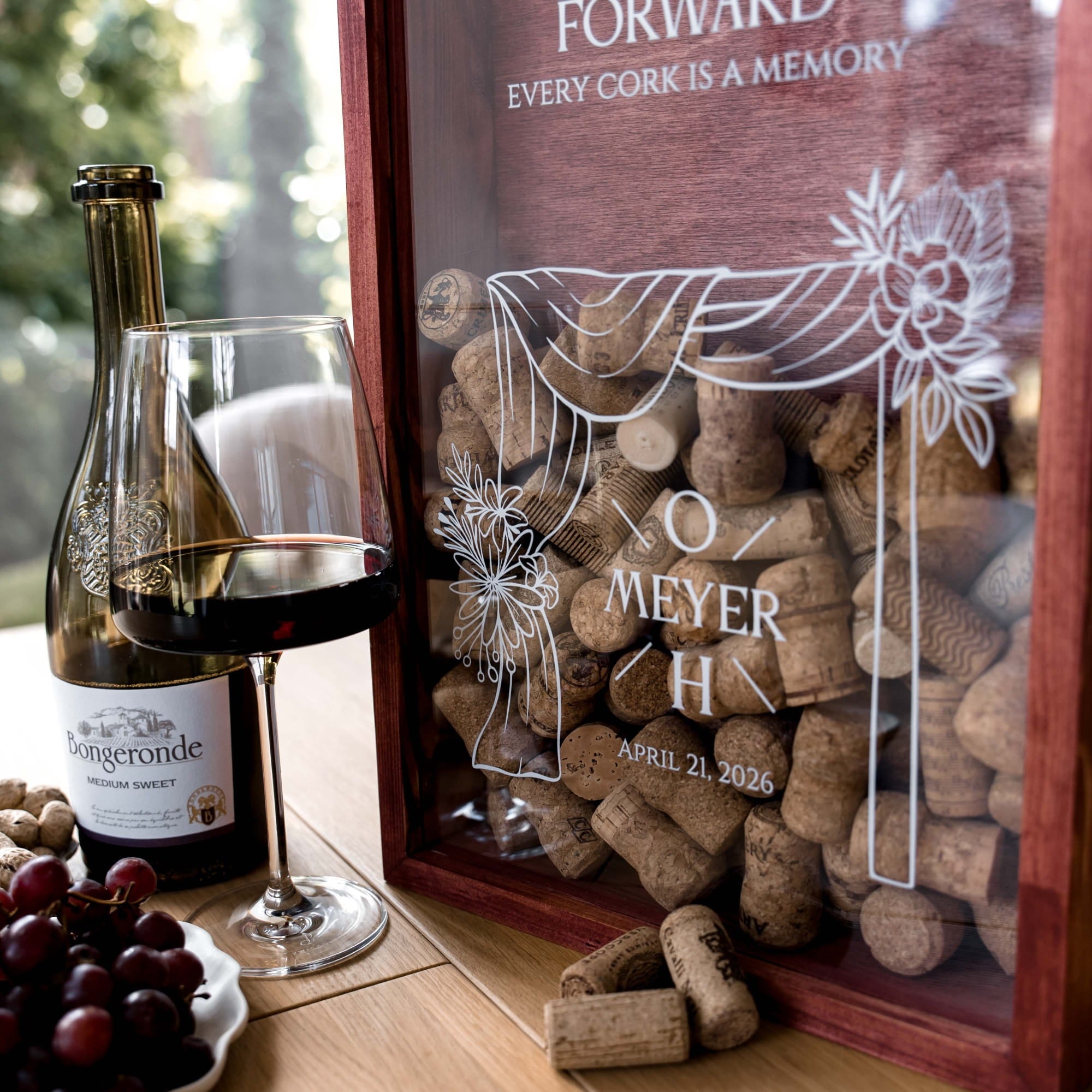 A wooden wine cork box