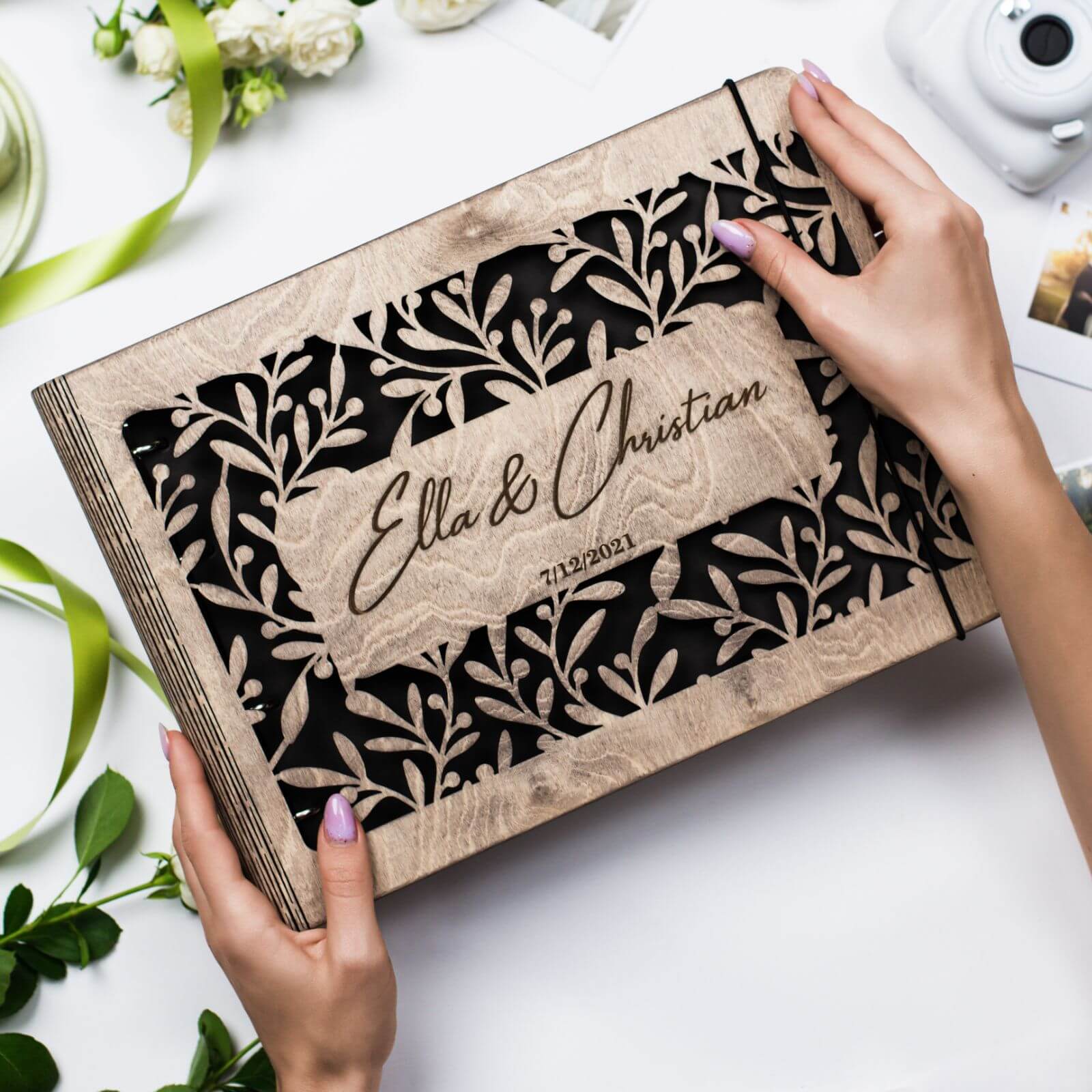 wooden wedding album