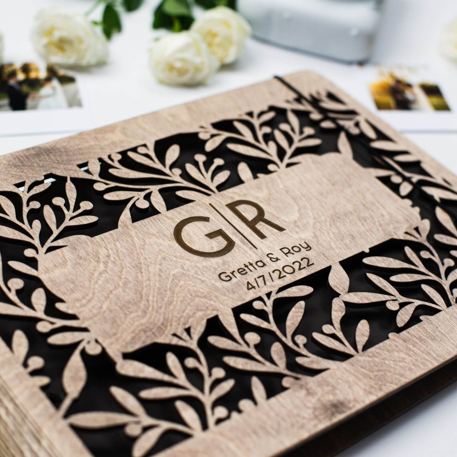 wooden wedding album