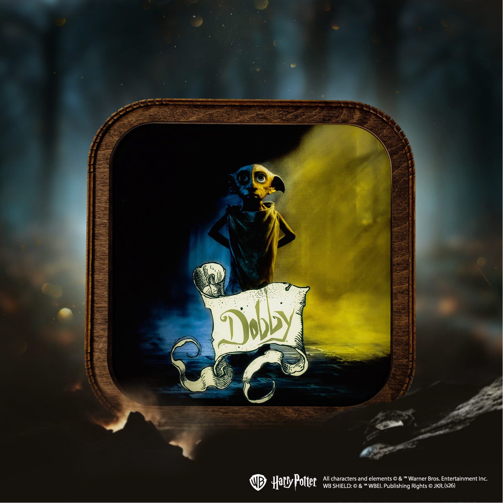 Lámpara de noche de madera y acrílico de Harry Potter - Dobby es gratis