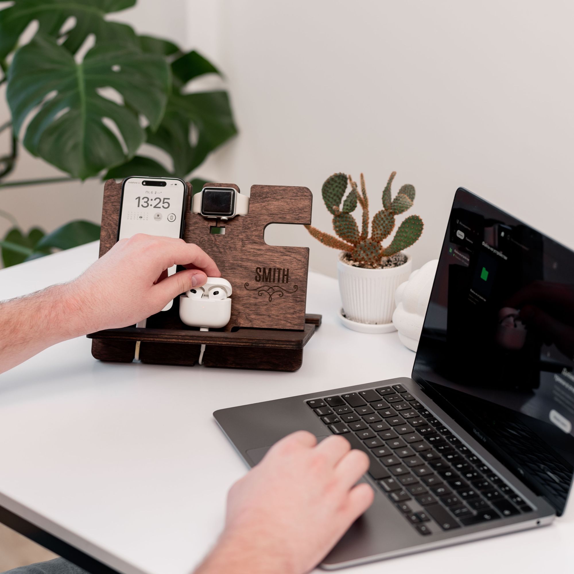 wooden docking station