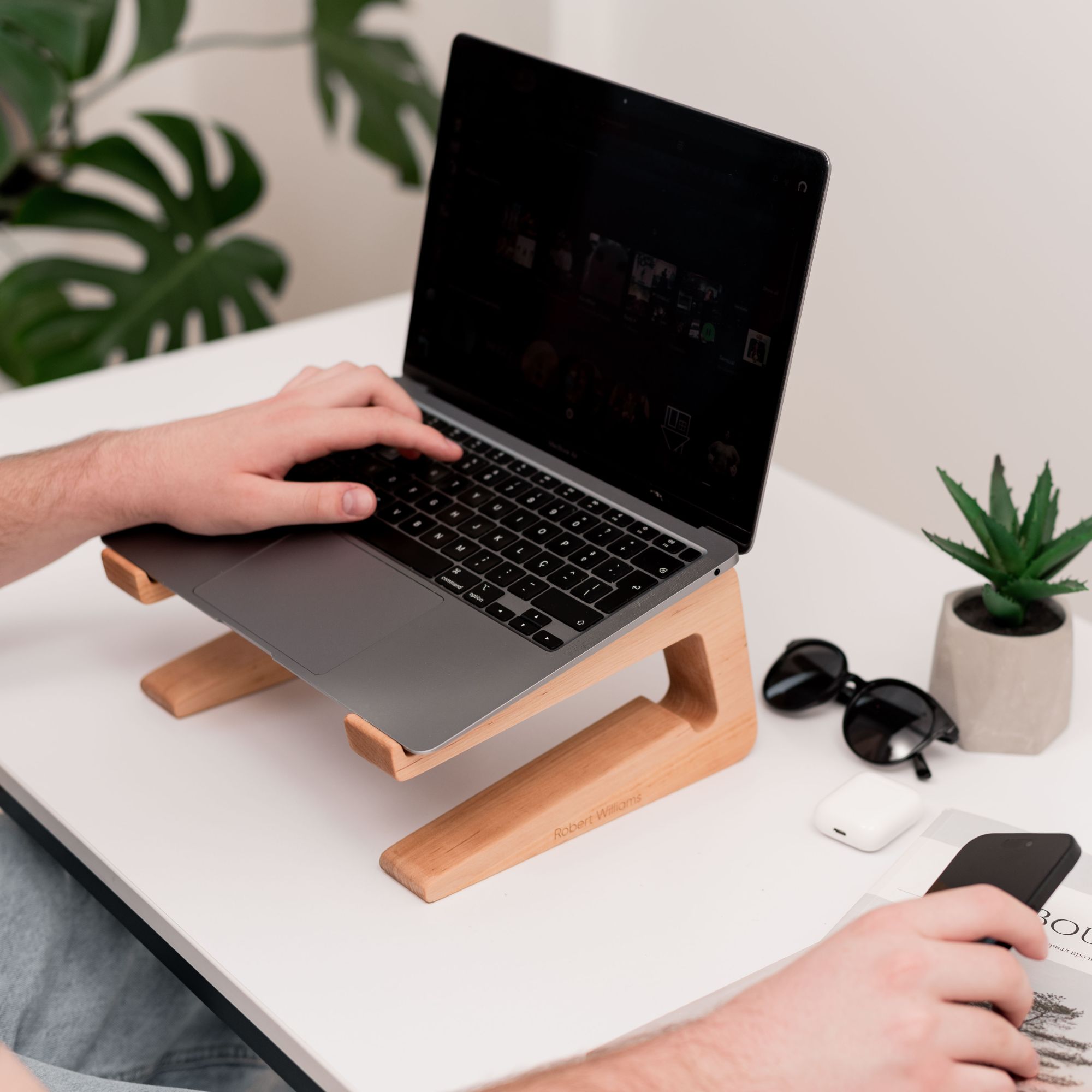 Dual Wooden Laptop Dock