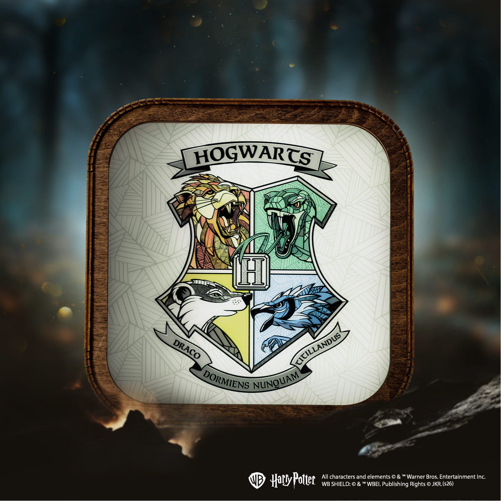 Veilleuse Harry Potter en bois acrylique-Blason de Poudlard
