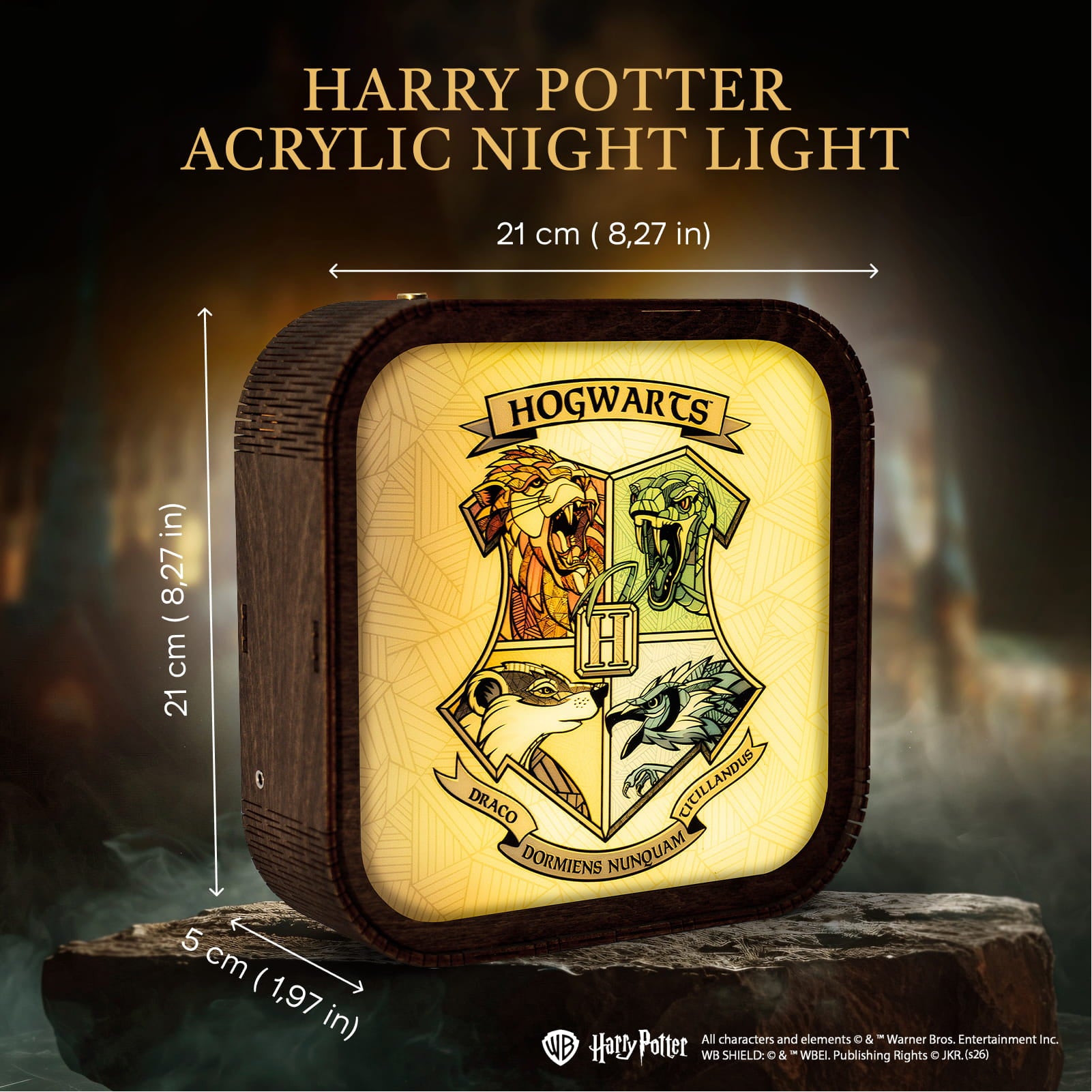Veilleuse Harry Potter en bois acrylique-Blason de Poudlard
