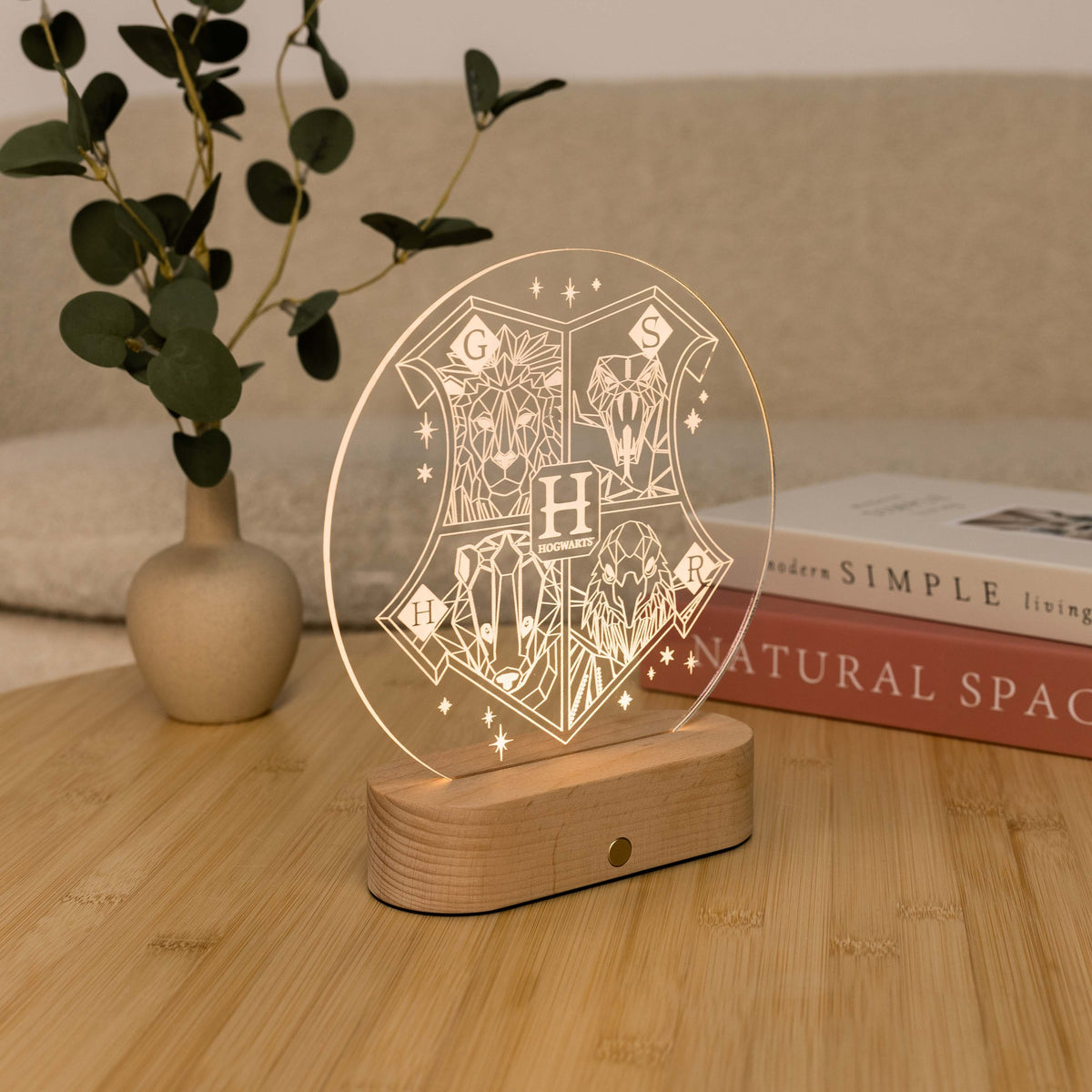 Acrylic Harry Potter Night Light - Hogwarts Crest by Enjoy The Wood