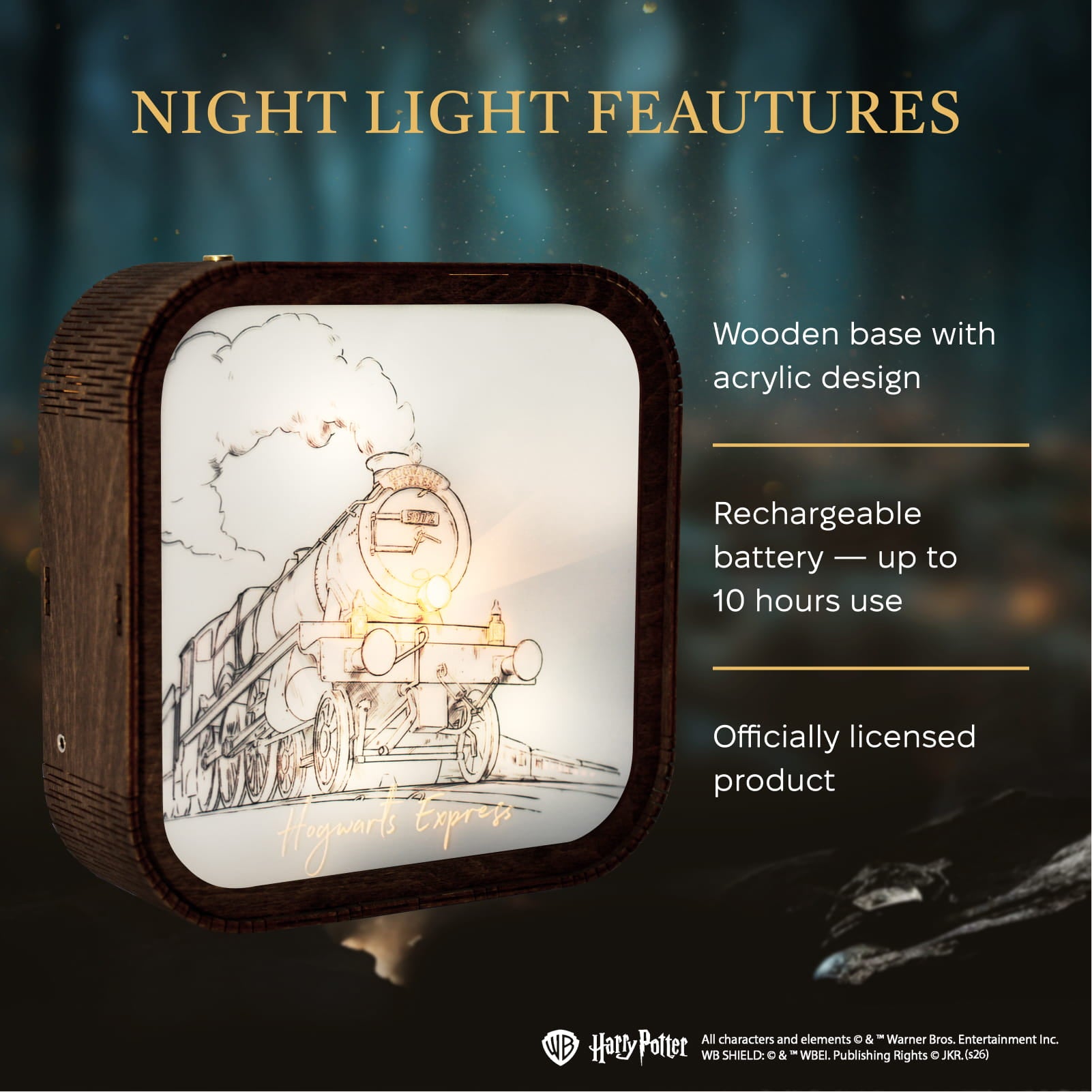 Wooden Acrylic Harry Potter Night Light - Hogwarts Express by Enjoy The Wood