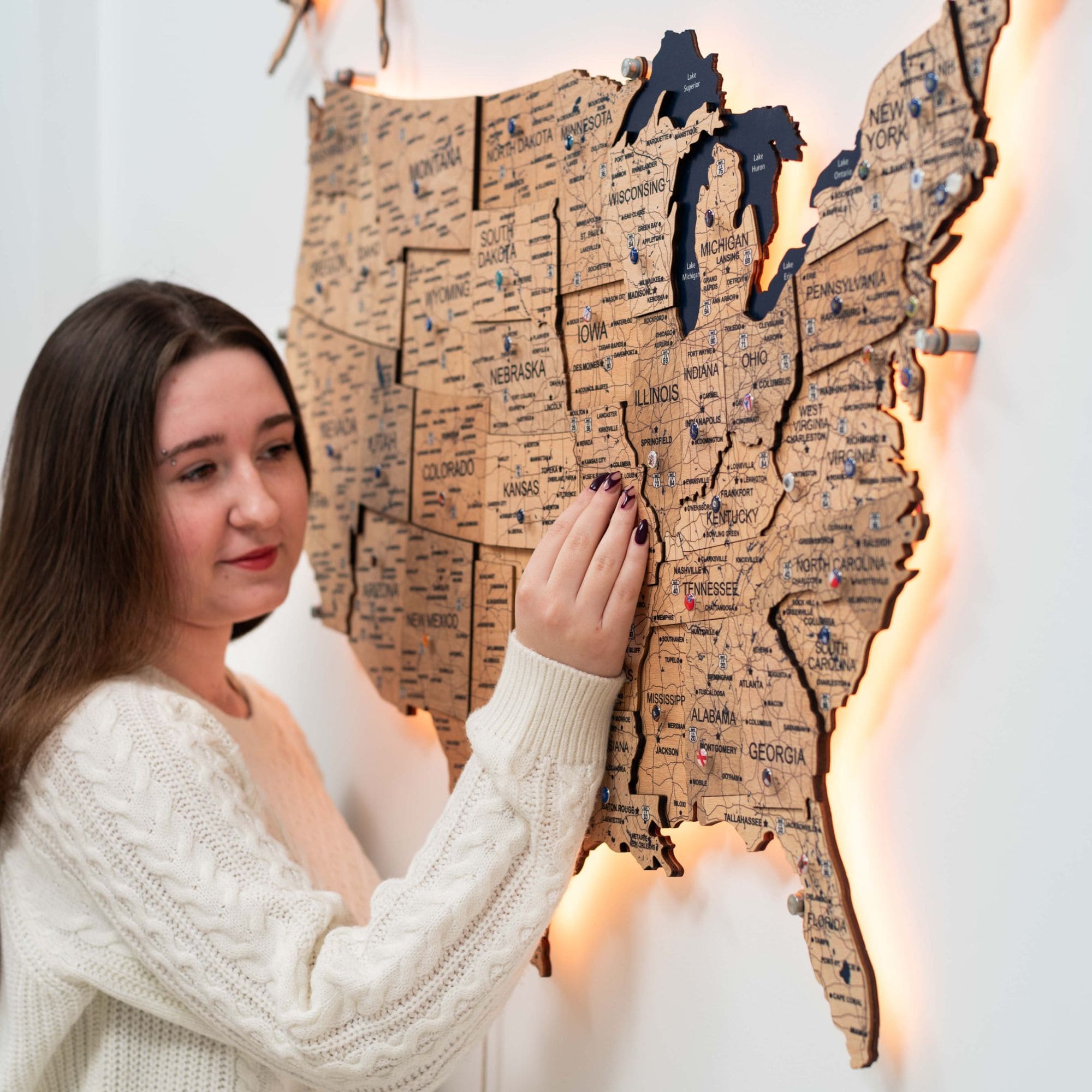 wooden map of the usa